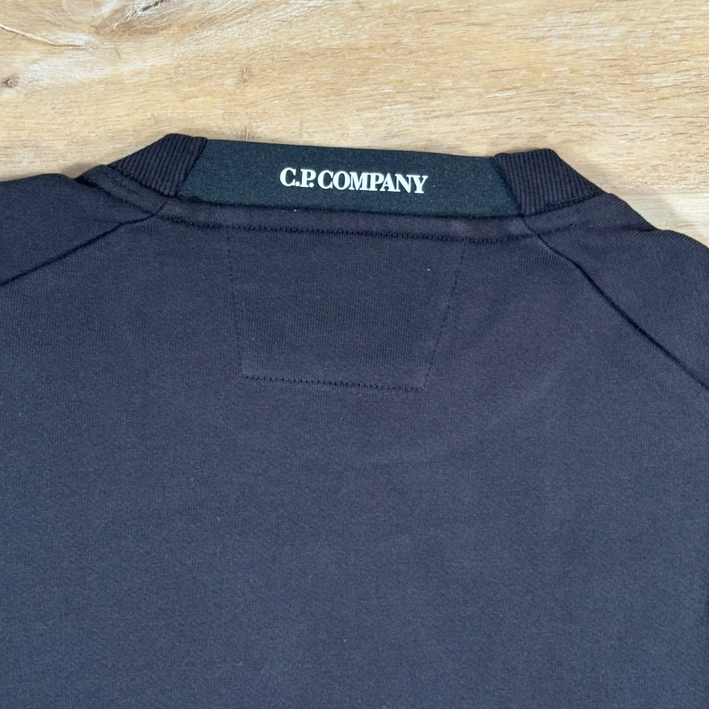 CP Company Diagonal Raised Fleece Crewneck Lens Sweatshirt in Black Ironleague