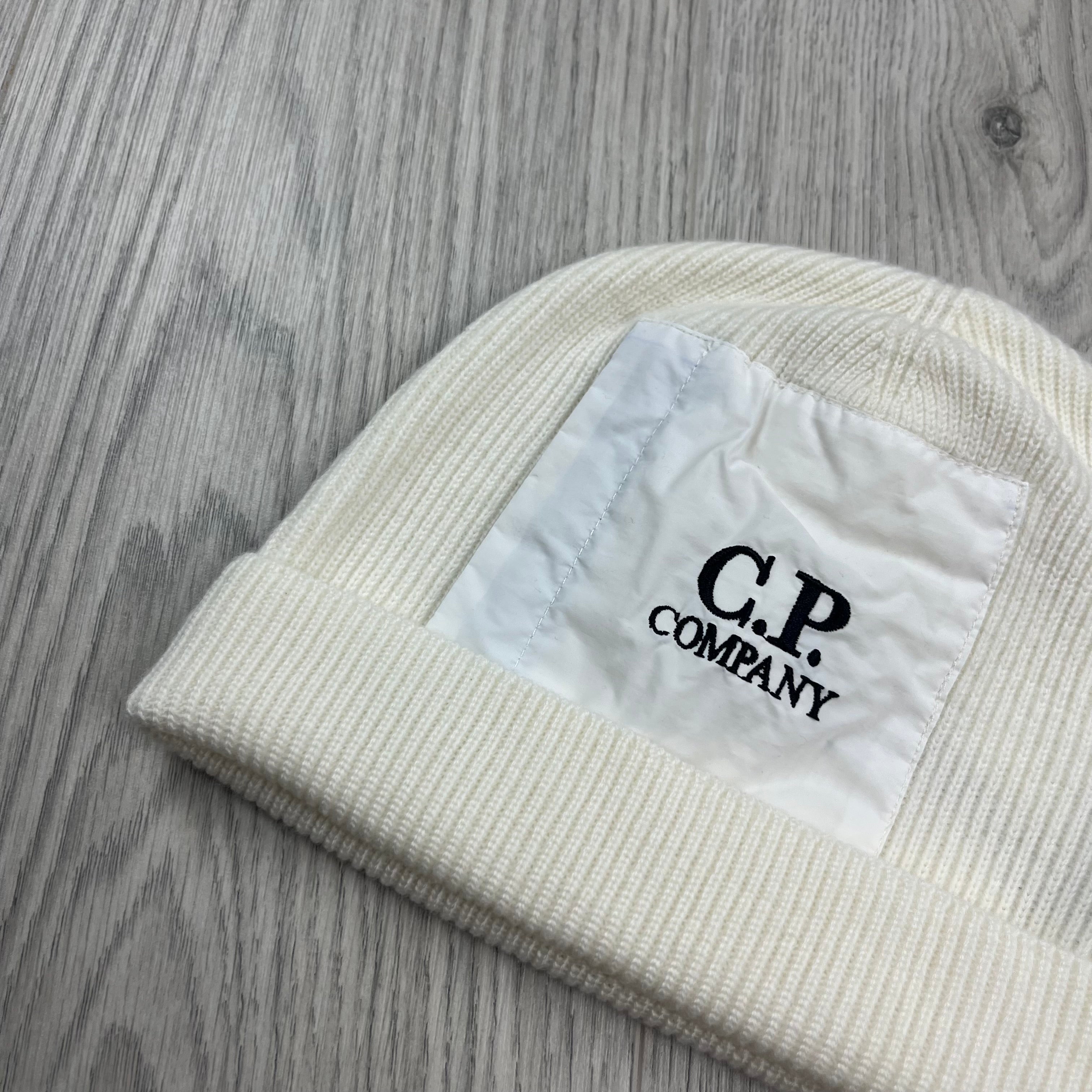 CP Company Patch Beanie - White Ironleague