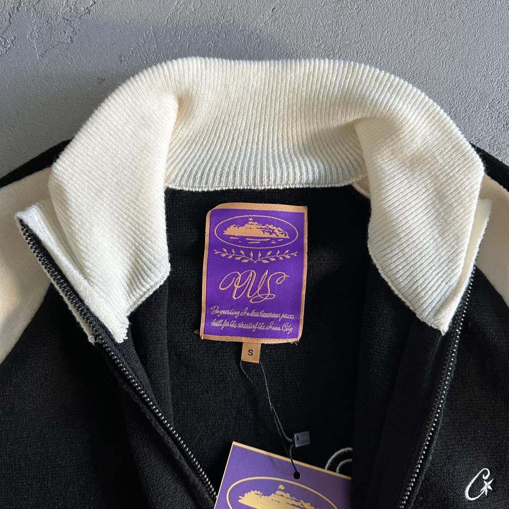 Corteiz Knit Zip Fleece - White/Black Ironleague