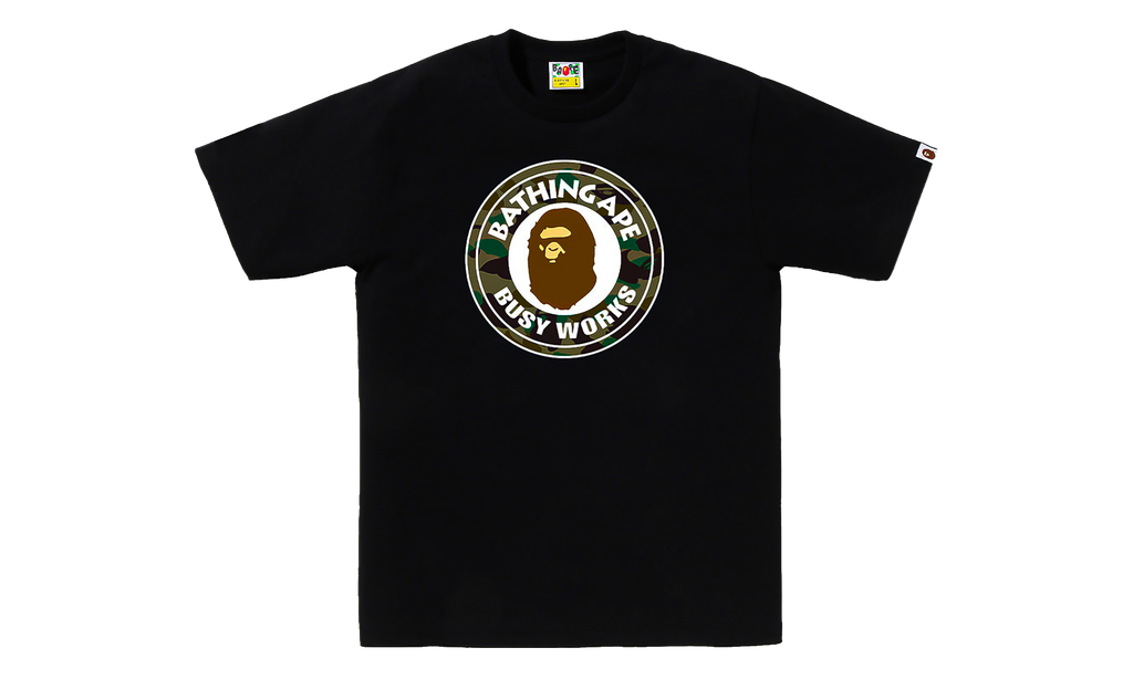BAPE 1st Camo Busy Works Tee Black / Green 0ZXTEM014101Q BKM