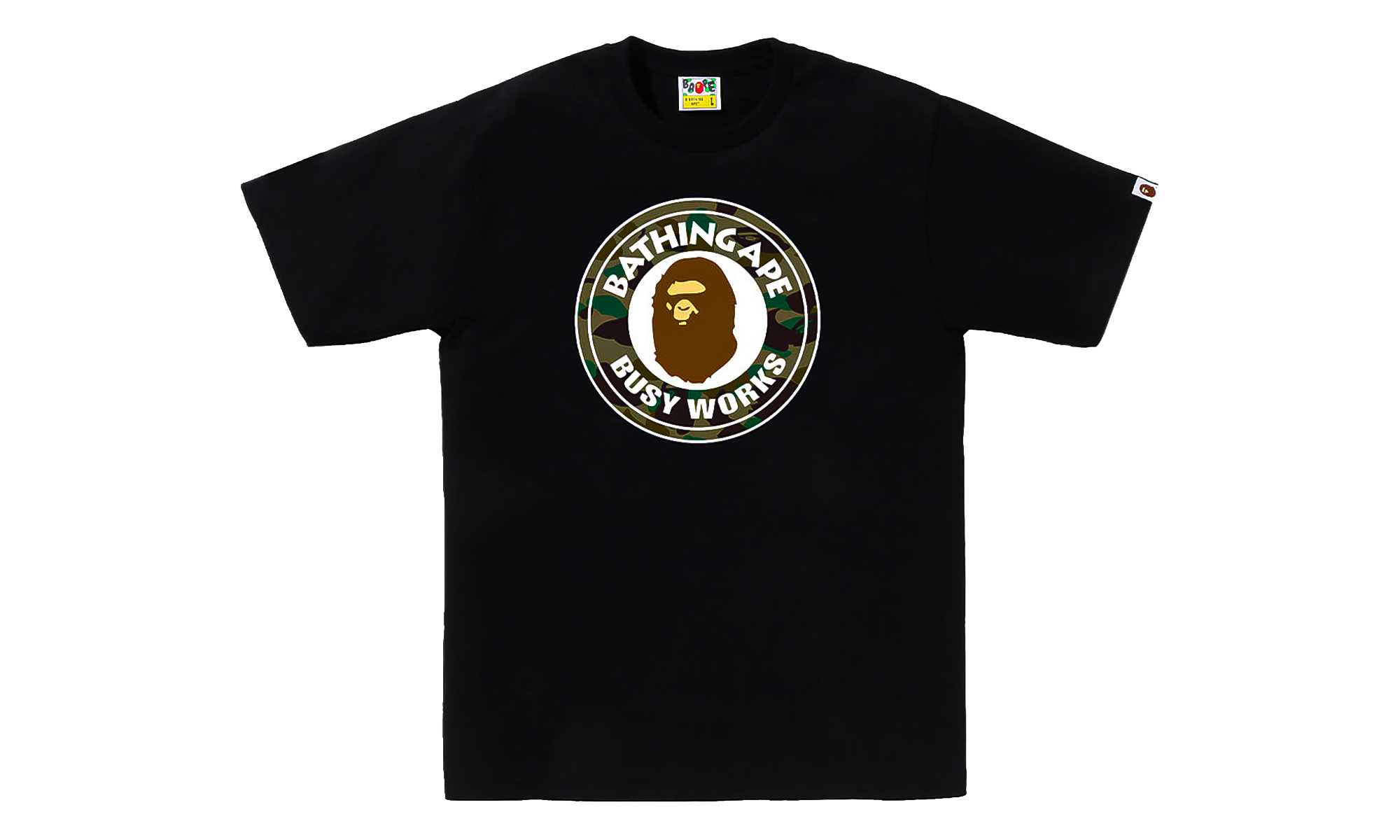 BAPE 1st Camo Busy Works Tee Black / Green 0ZXTEM014101Q BKM