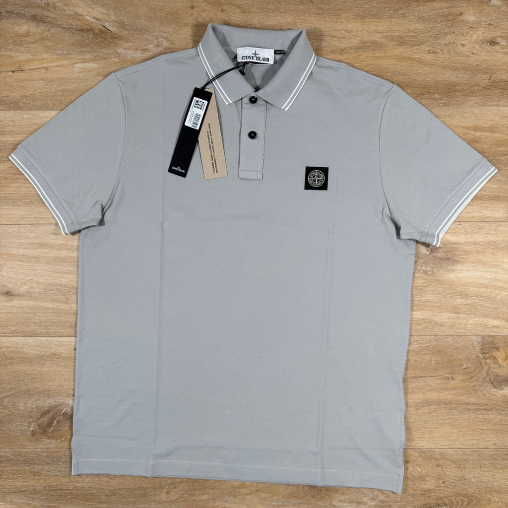 Stone Island Organic Cotton Pique Polo Shirt in Pearl Grey Ironleague