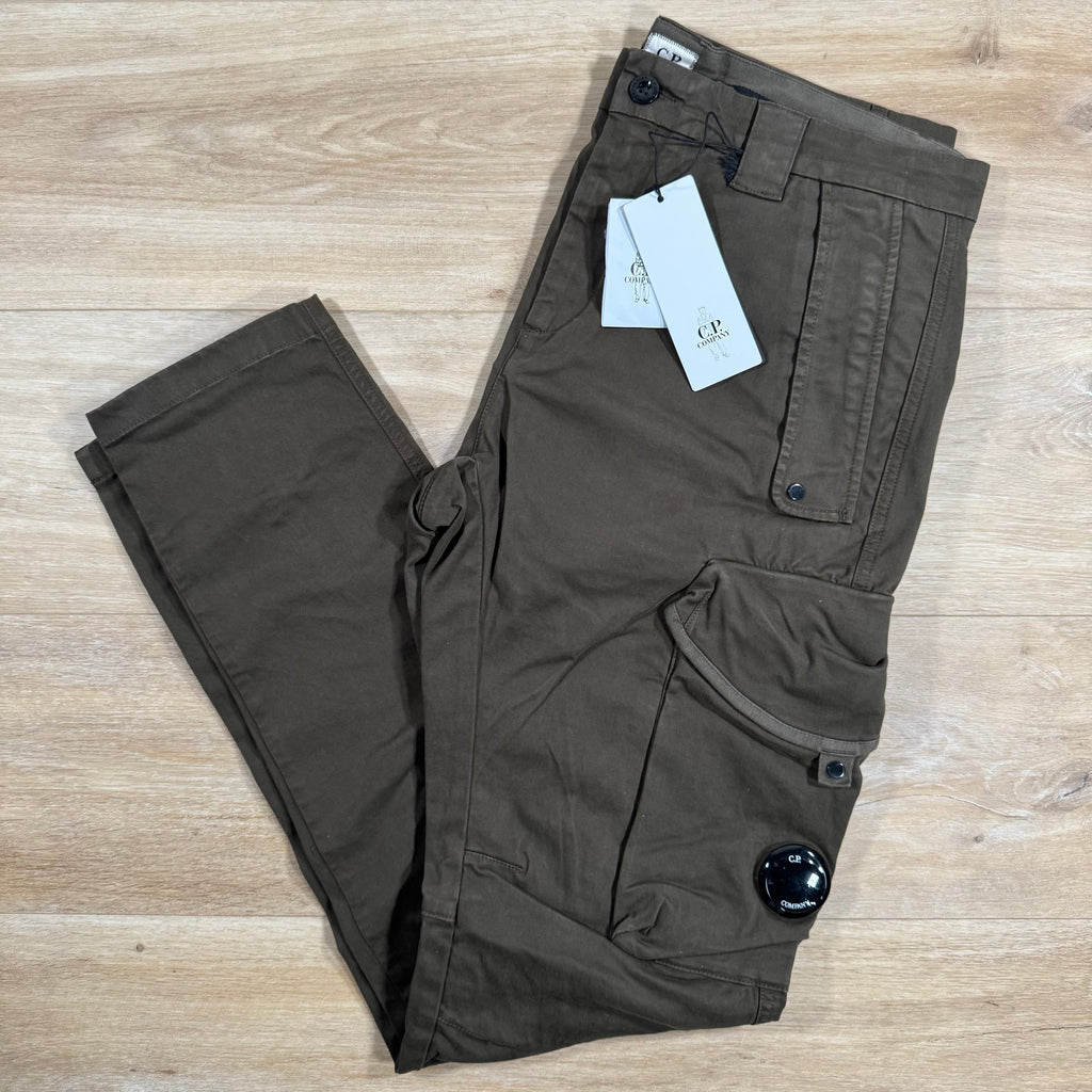 CP Company Stretch Sateen Utility Cargo Lens Pants in Ivy Green Ironleague