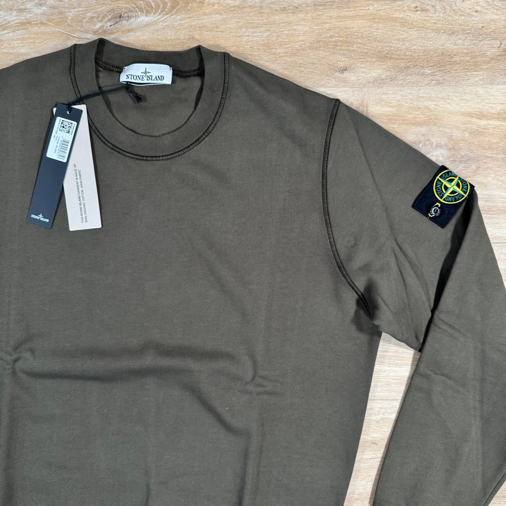 Stone Island Organic Cotton Fleece Sweatshirt in Military Green Ironleague