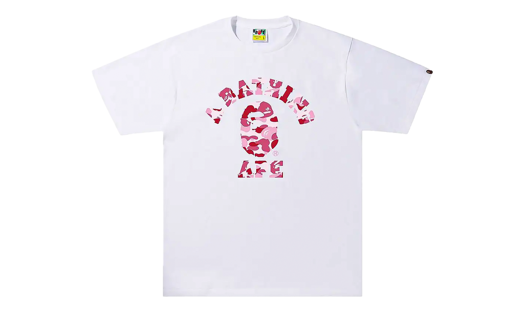 BAPE ABC Camo College Tee White / Pink 1I30 110 005 WHITE PINK