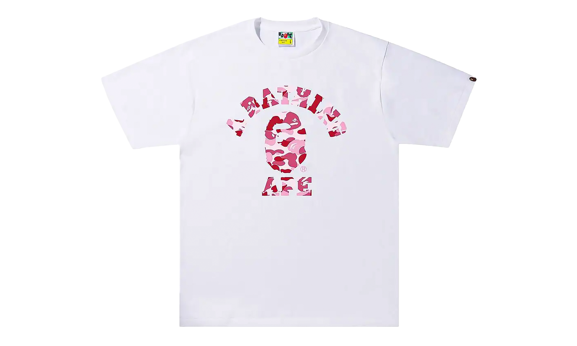 BAPE ABC Camo College Tee White / Pink 1I30 110 005 WHITE PINK
