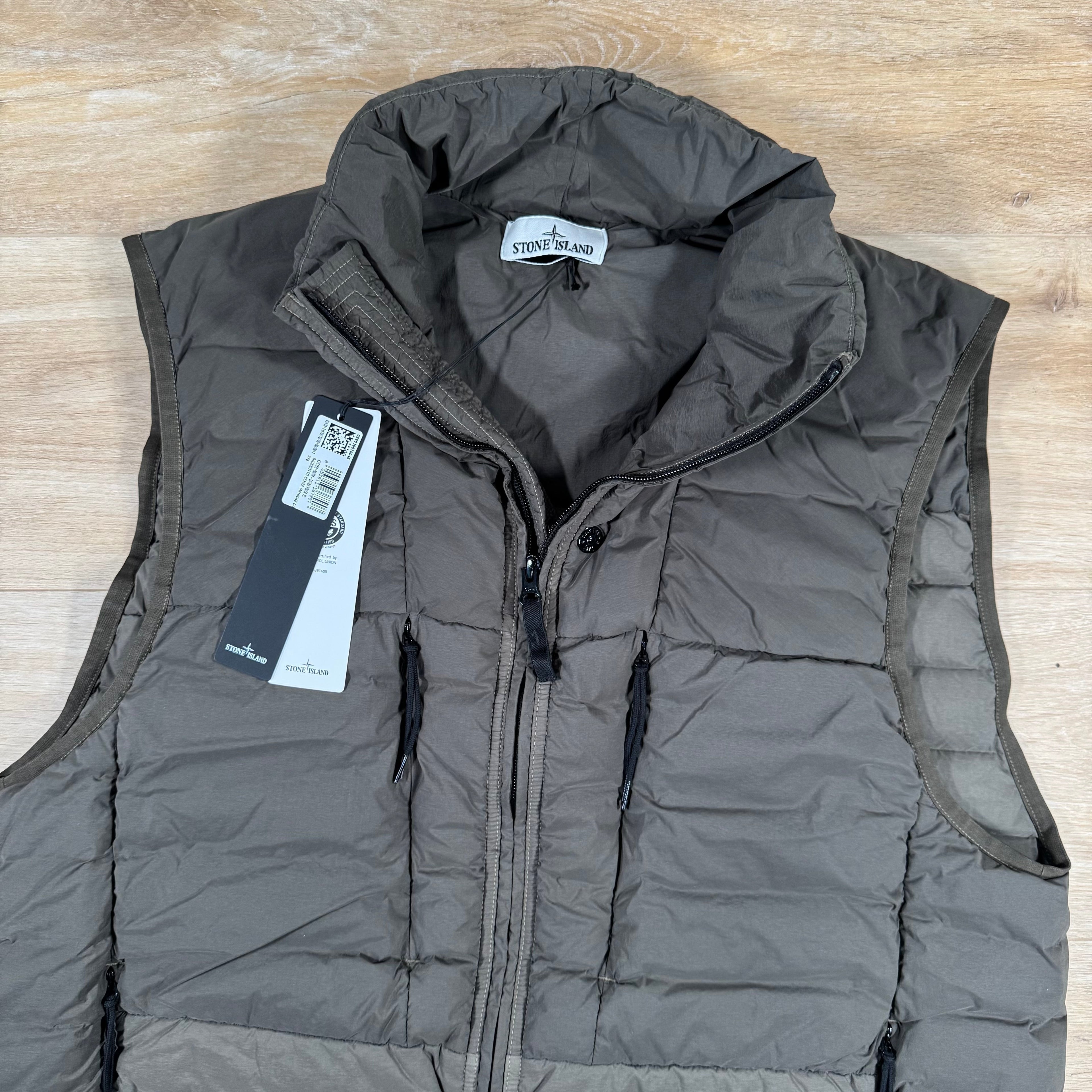 Stone Island Seamless Tunnel Nylon Down-TC Vest in Military Green Ironleague