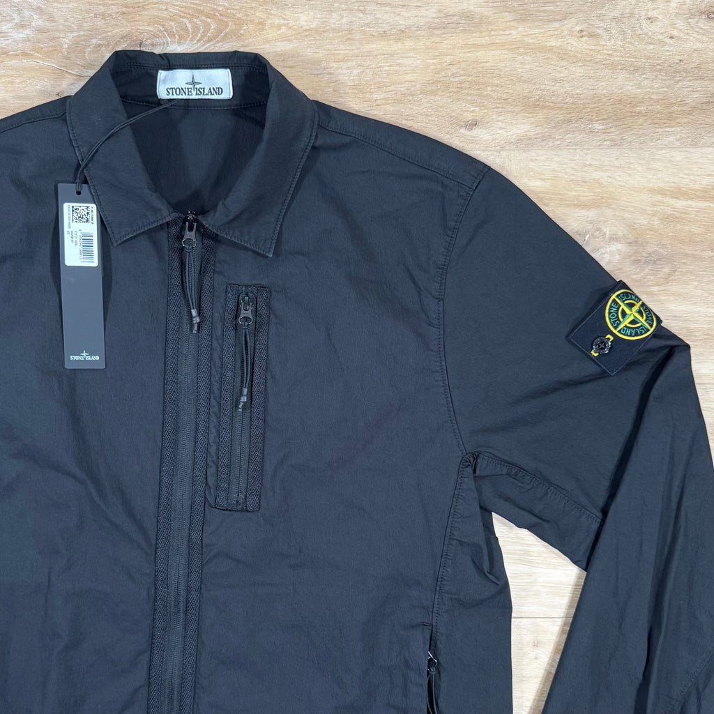 Stone Island Nylon Twill Overshirt in Black Ironleague