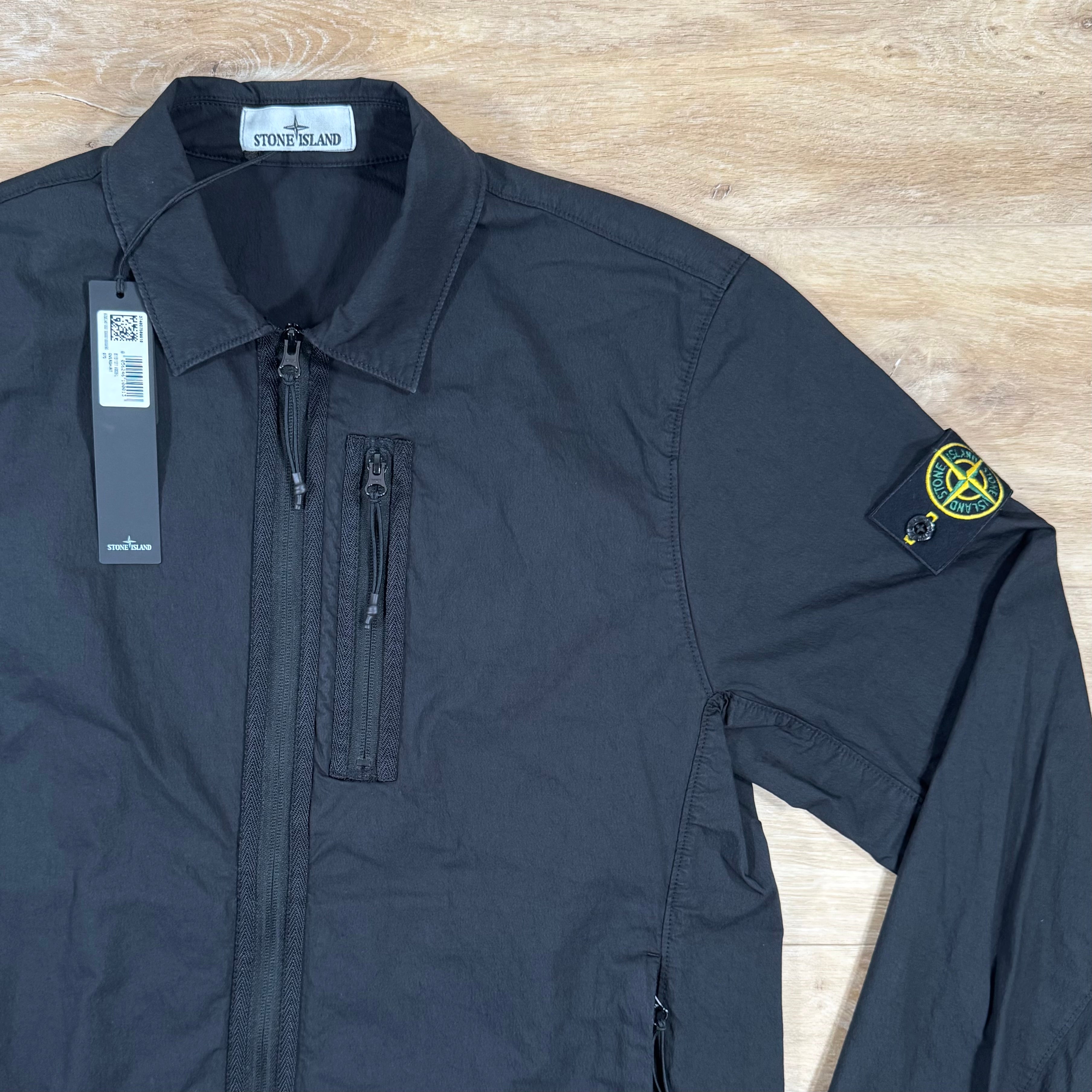 Stone Island Nylon Twill Overshirt in Black Ironleague