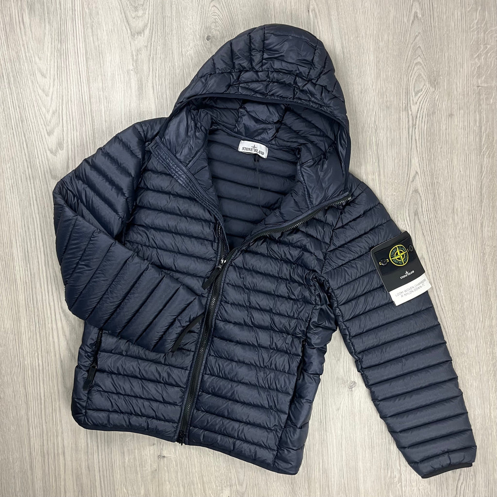 Stone Island Woven Down Jacket - Navy Ironleague