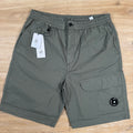 CP Company 50 Fili Stretch Cargo Shorts in Thyme - Green Ironleague