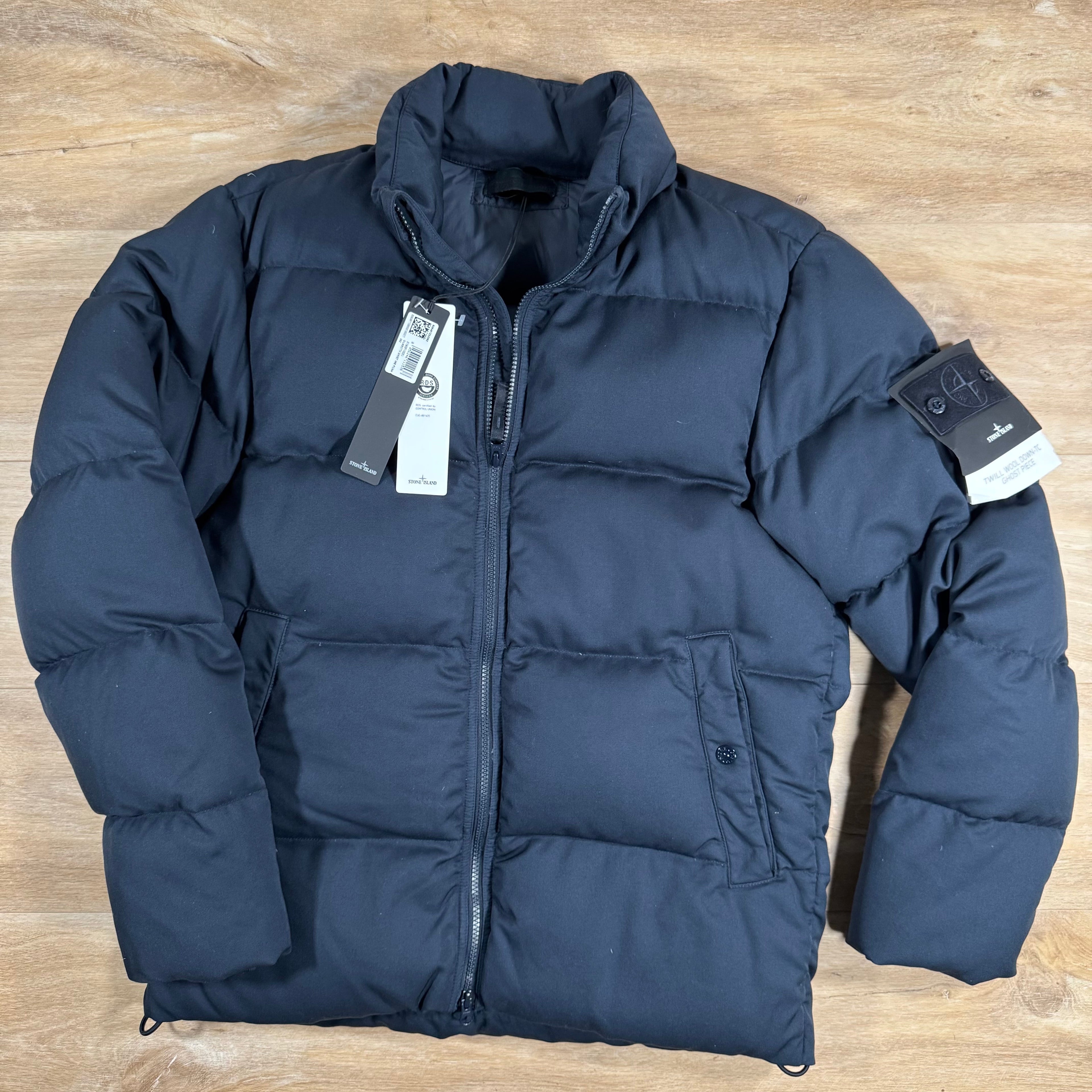 Stone Island Down-TC Ghost Jacket in Navy Ironleague