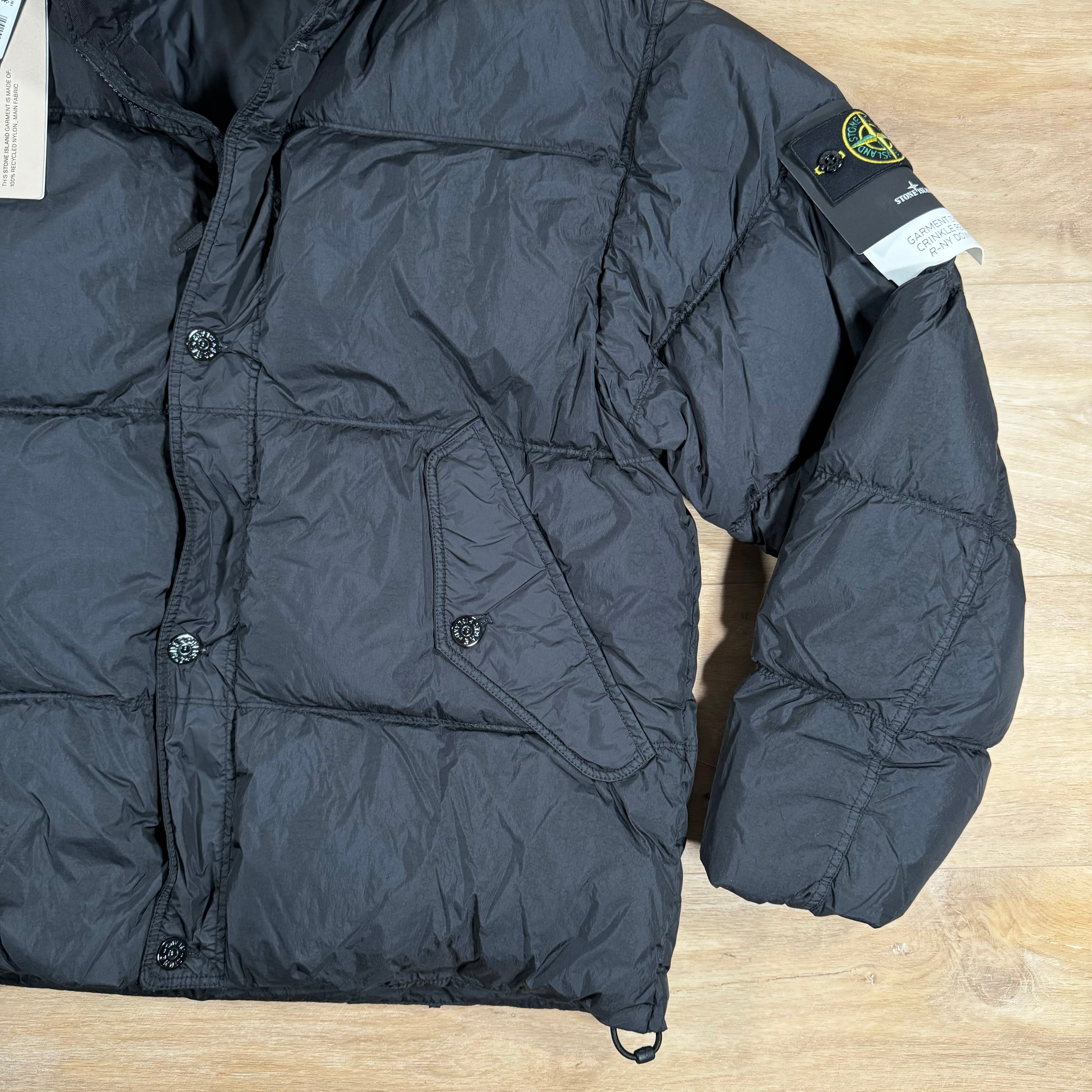 Stone Island Crinkle Reps-NY Down Jacket in Black Ironleague