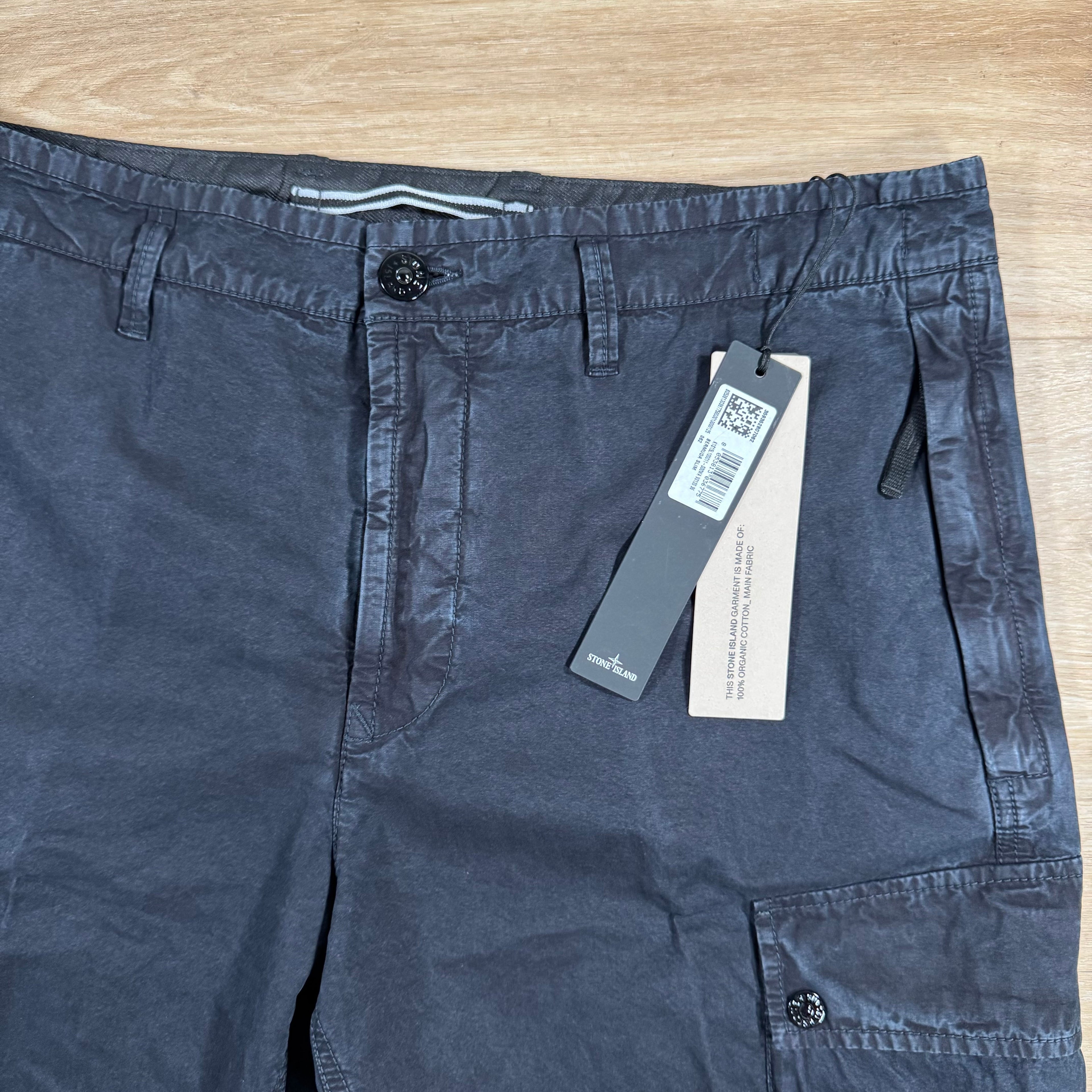 Stone Island Brushed Cotton Cargo Bermuda Shorts in Navy Ironleague