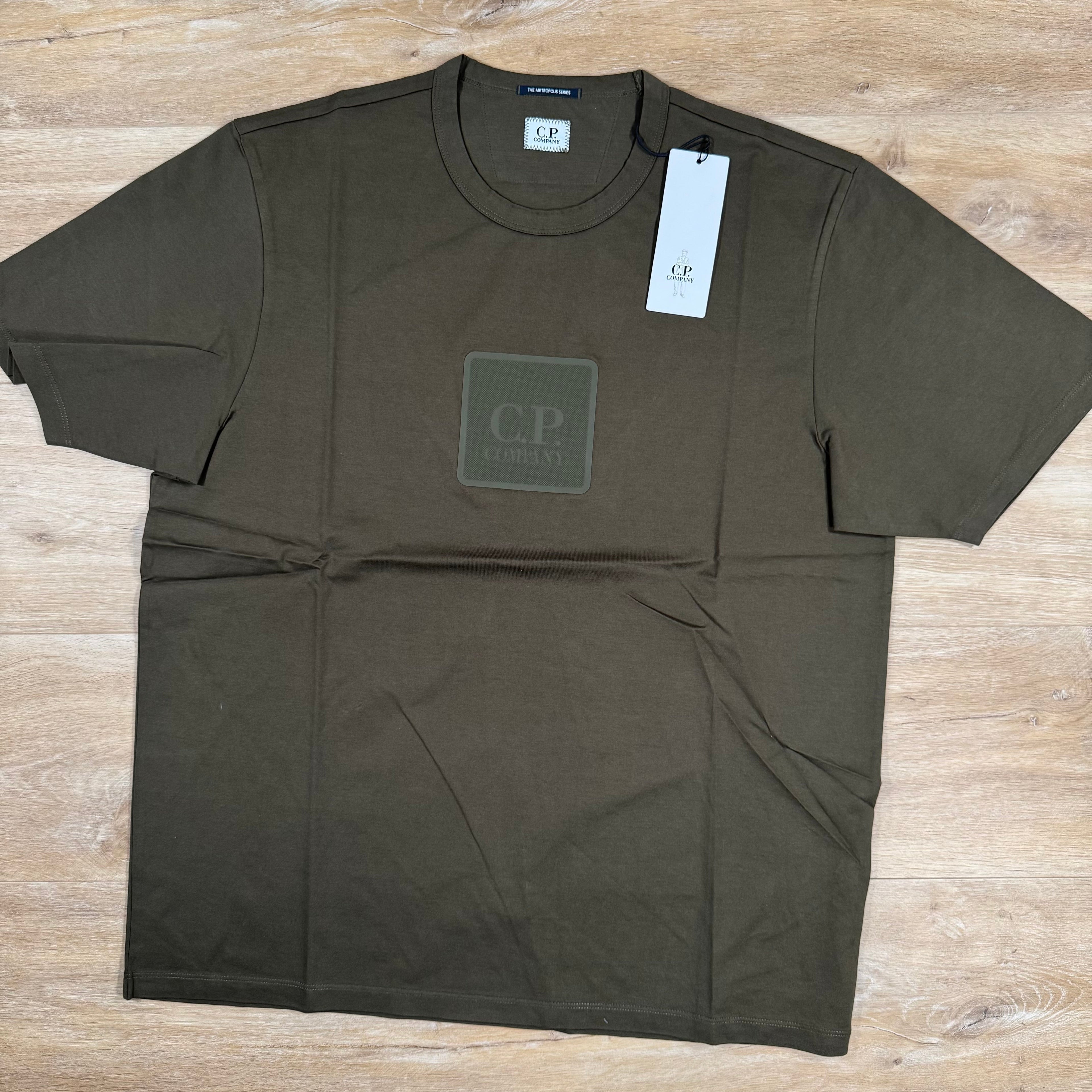 CP Company Metropolis Series Rubberized Logo T-Shirt in Ivy Green Ironleague