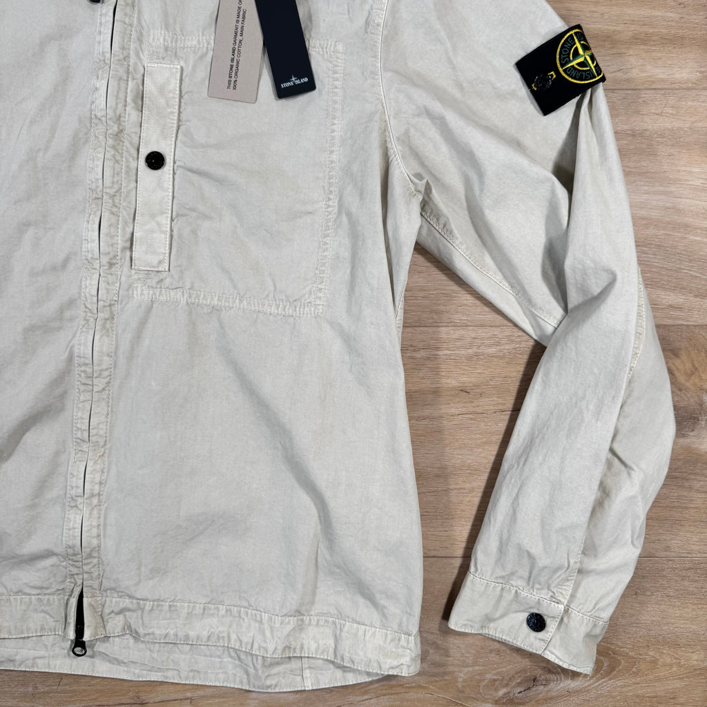 Stone Island Brushed Canvas Old Treatment Overshirt in Sand Ironleague