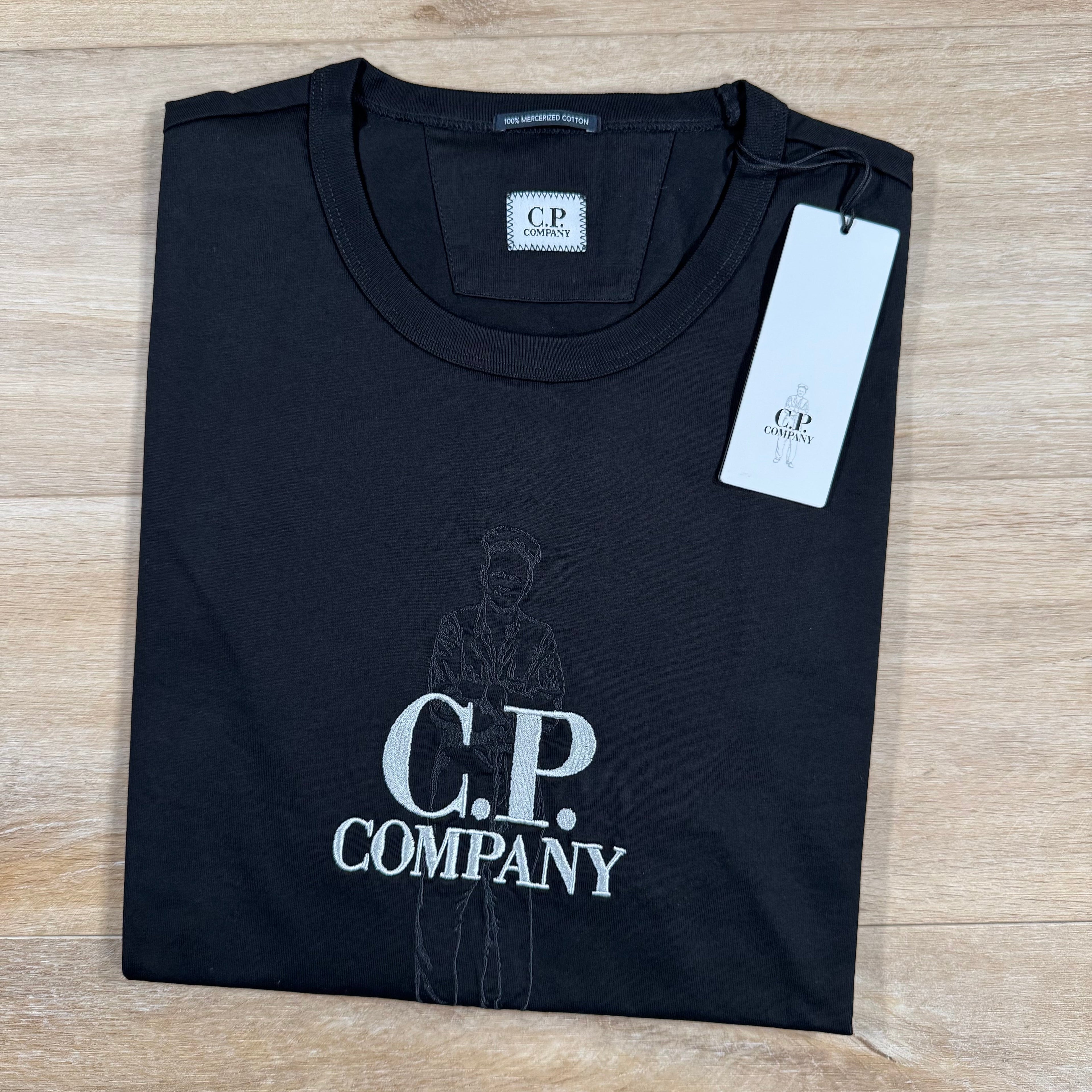 CP Company 30/2 Mercerized Jersey Twisted British Sailor T-Shirt in Black Ironleague