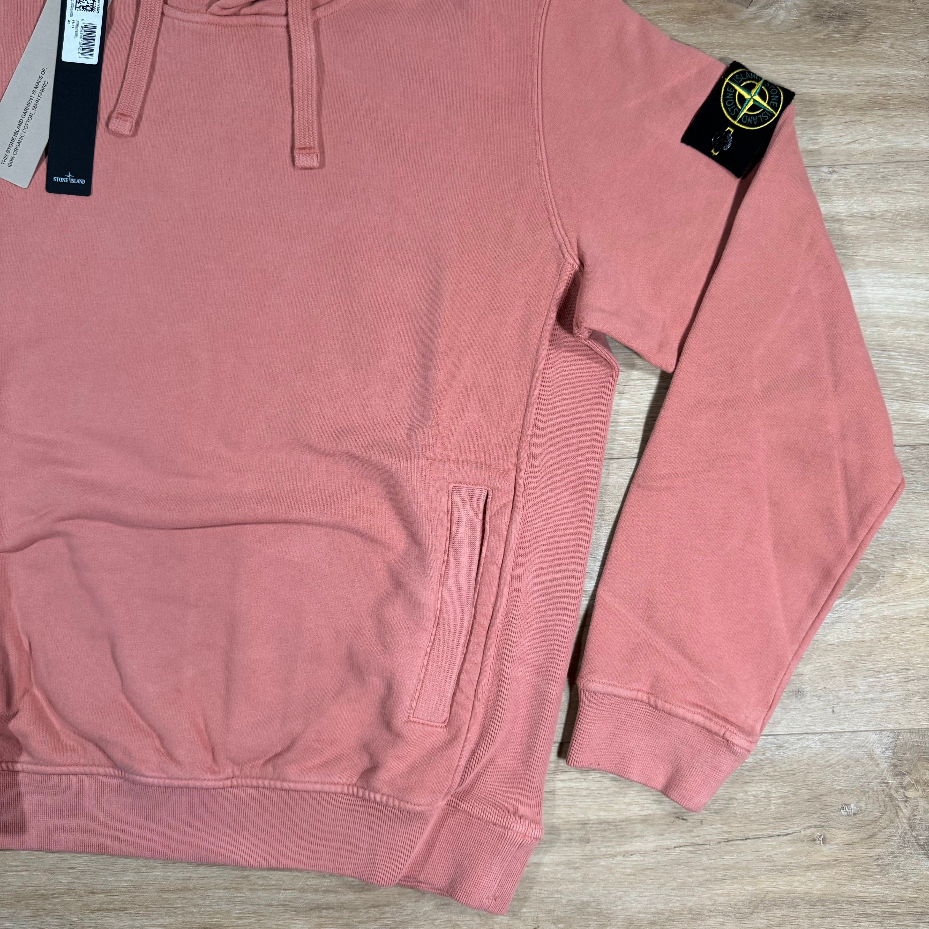Stone Island Brushed Cotton Pullover Hoodie in Orange Ironleague
