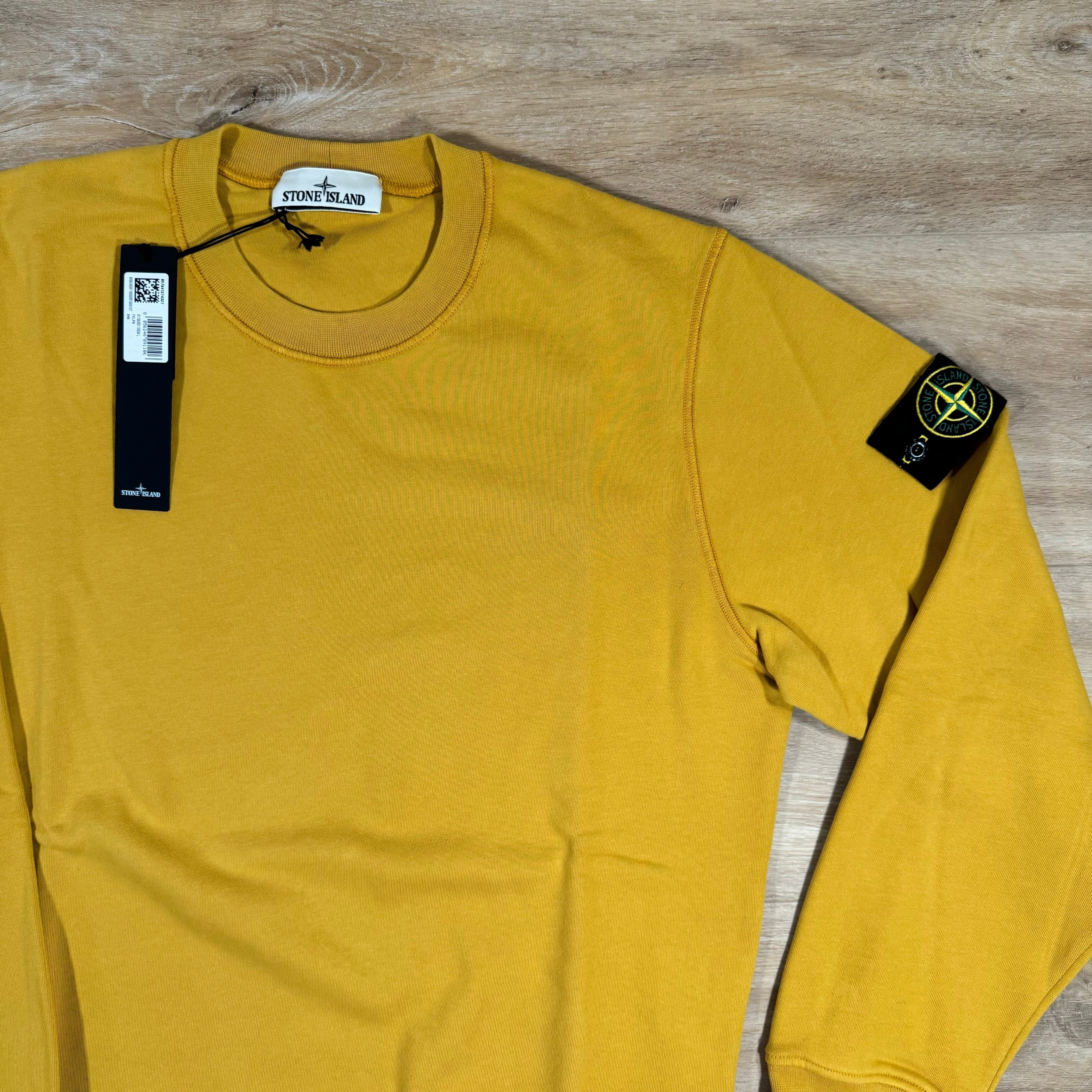Stone Island Garment Dyed Crewneck Sweatshirt in Mustard Ironleague