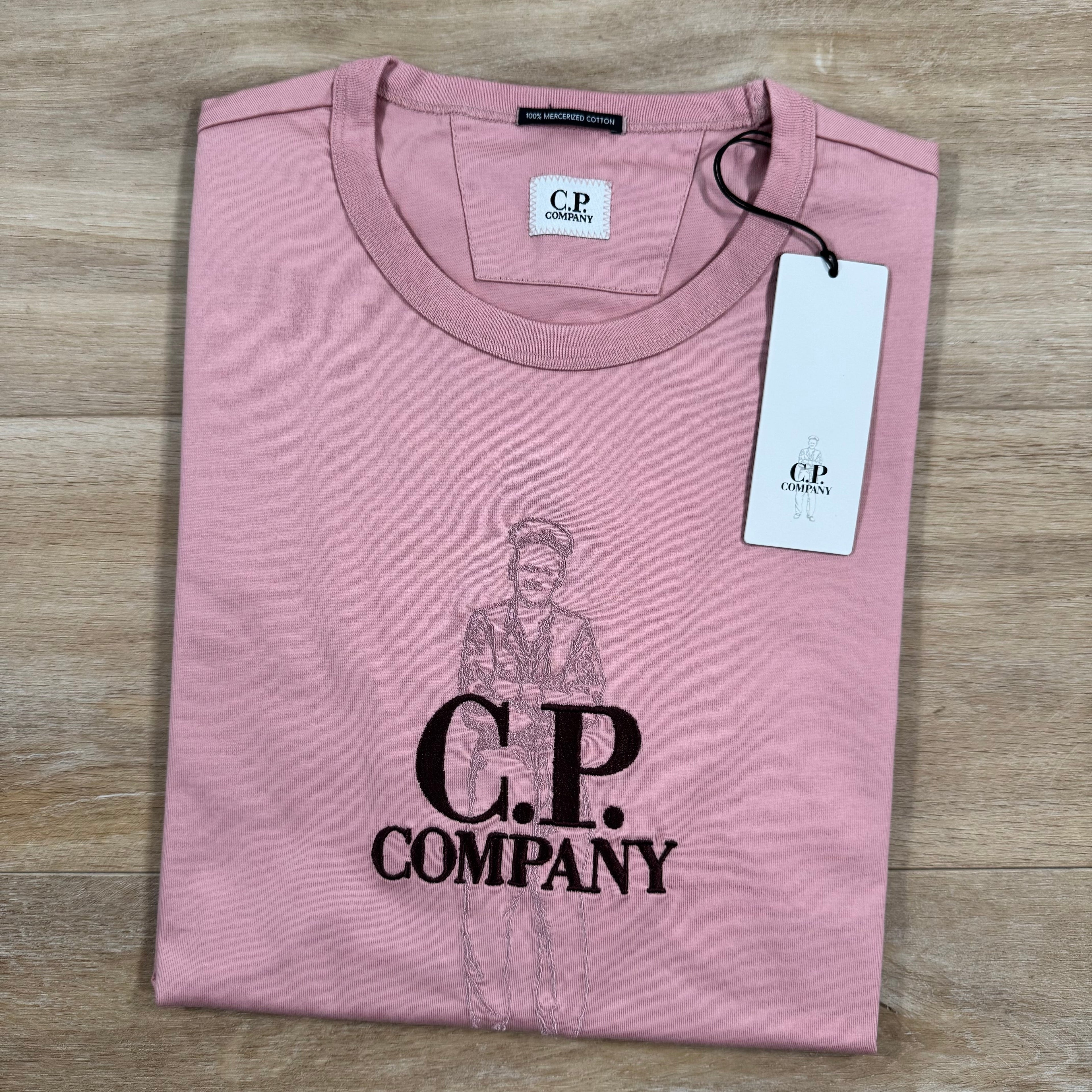 CP Company 30/2 Mercerized Jersey Twisted British Sailor T-Shirt in Misty Rose - Pink Ironleague