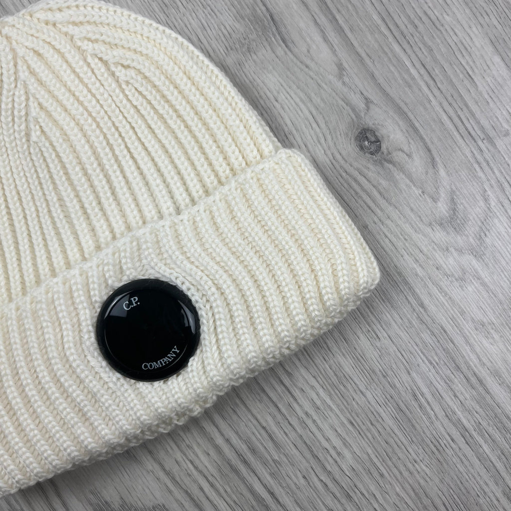 CP Company Lens Beanie - White Ironleague