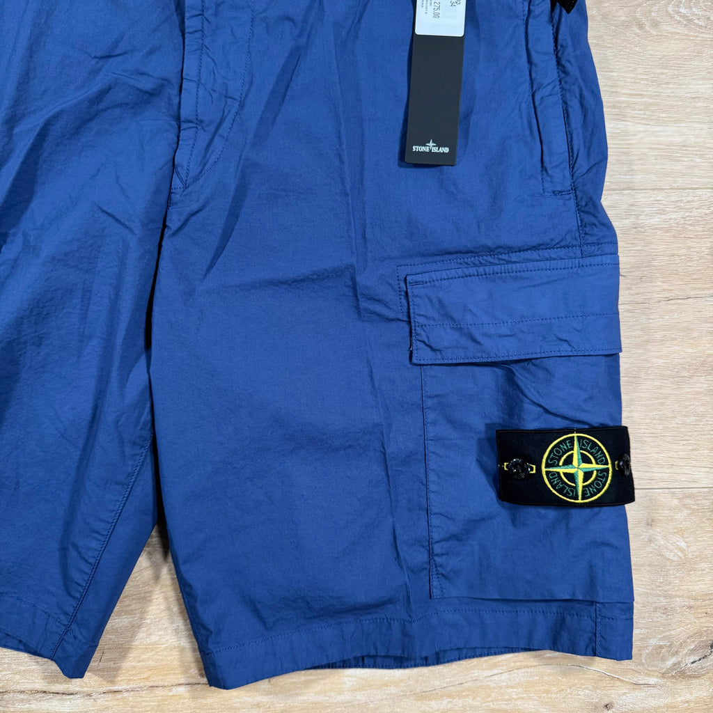 Stone Island Stretch Tela Cargo Bermuda Shorts in Blue Marine Ironleague