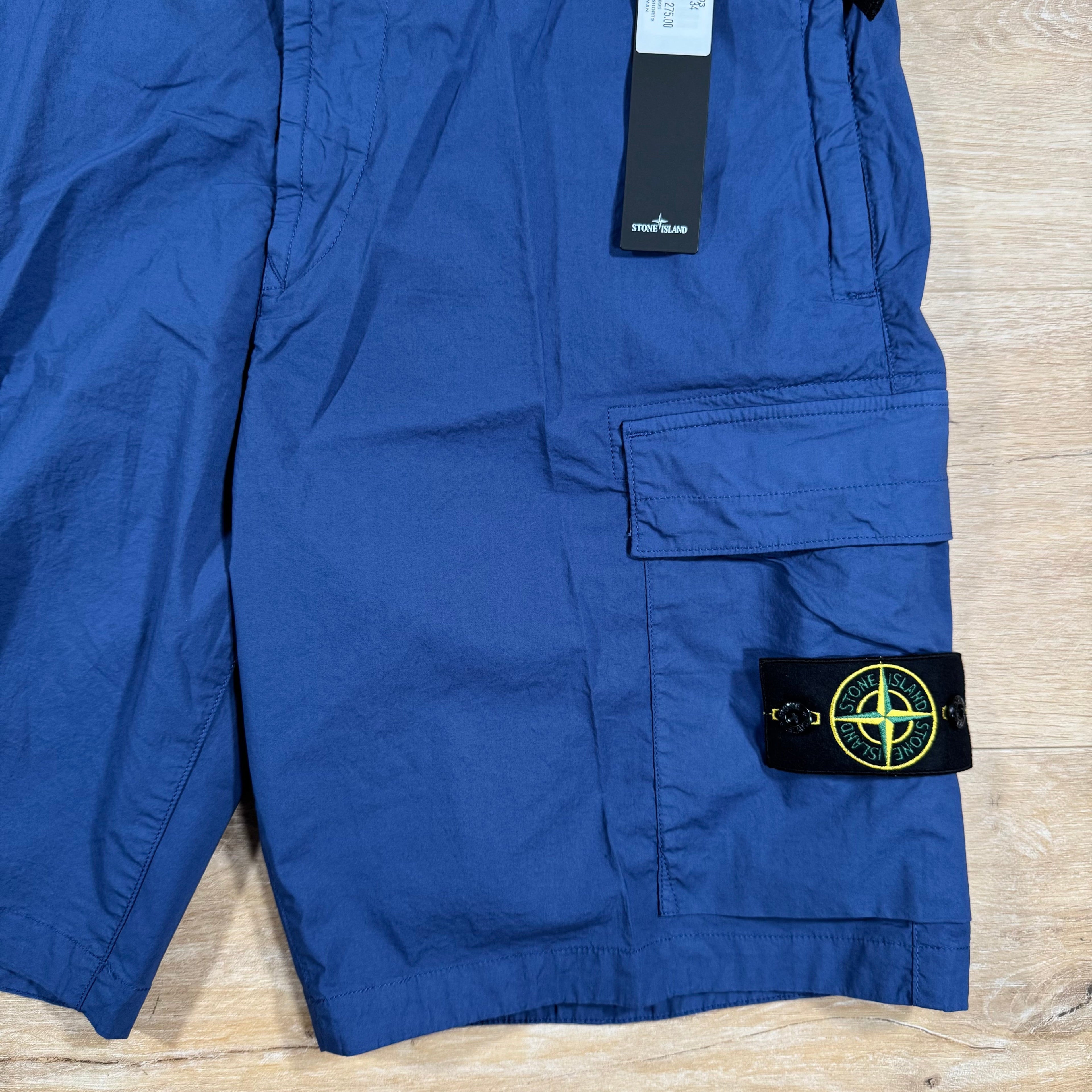 Stone Island Stretch Tela Cargo Bermuda Shorts in Blue Marine Ironleague