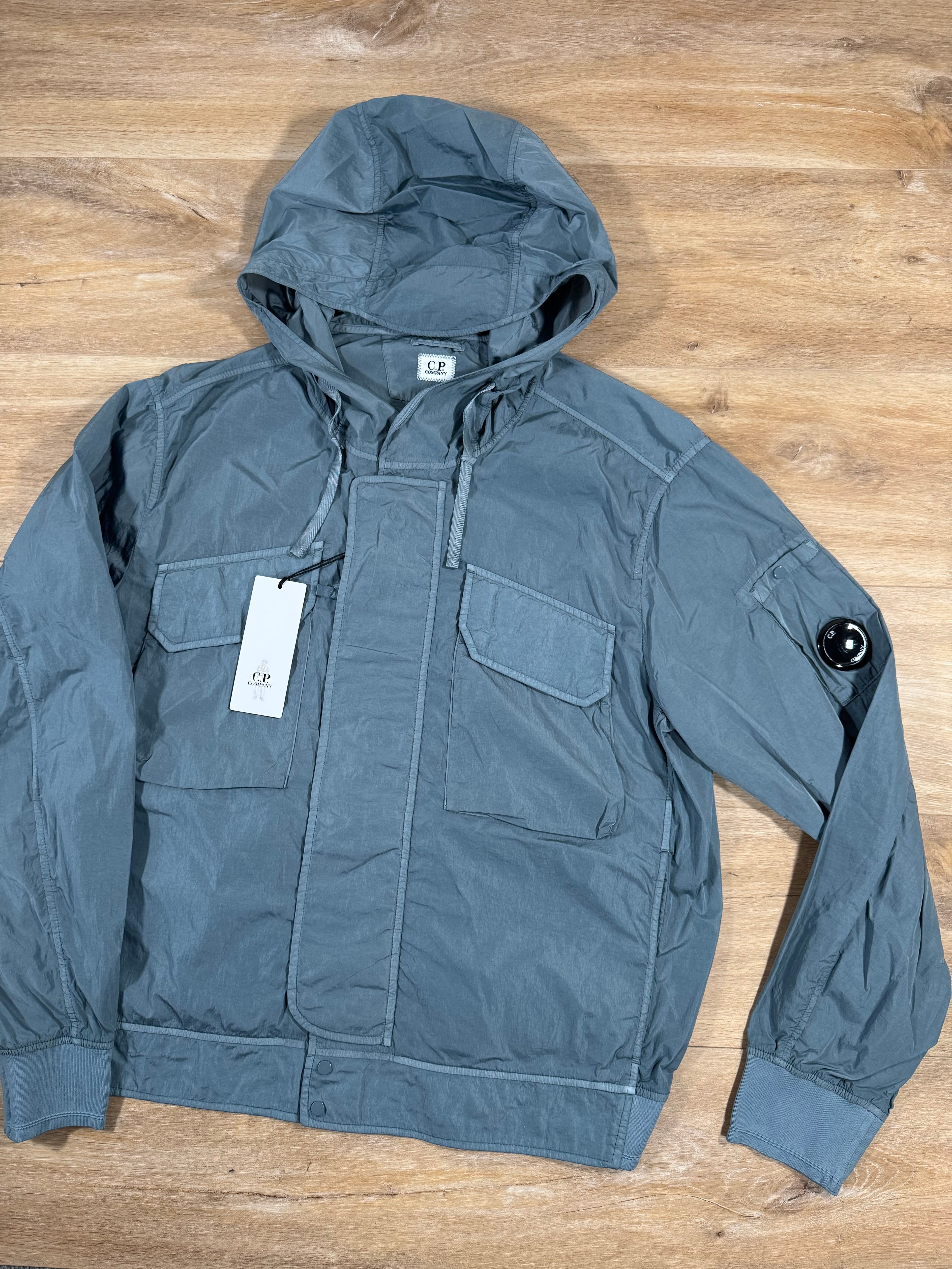 CP Company Chrome-R Hooded Lens Jacket in Stormy Weather - Blue Ironleague