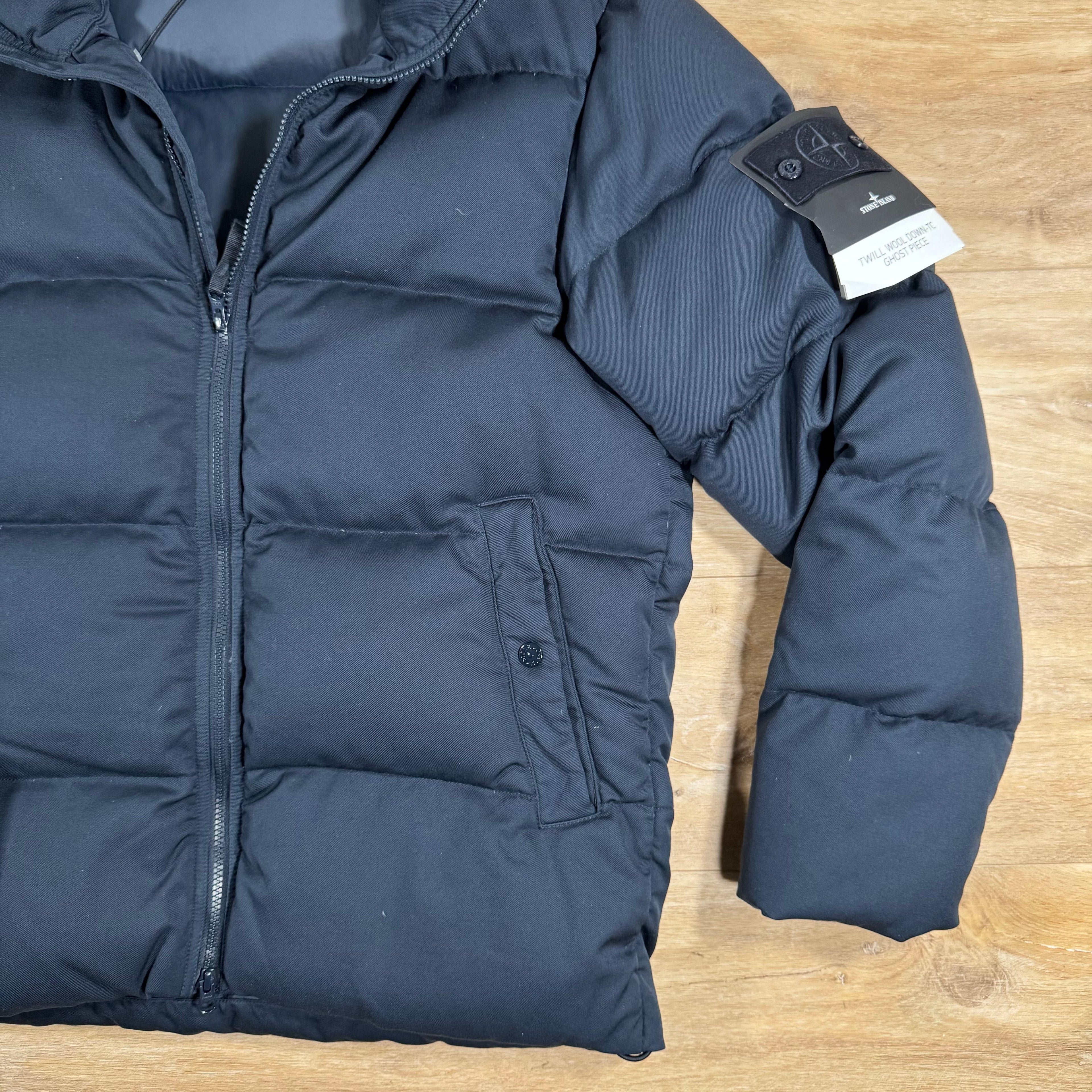 Stone Island Down-TC Ghost Jacket in Navy Ironleague