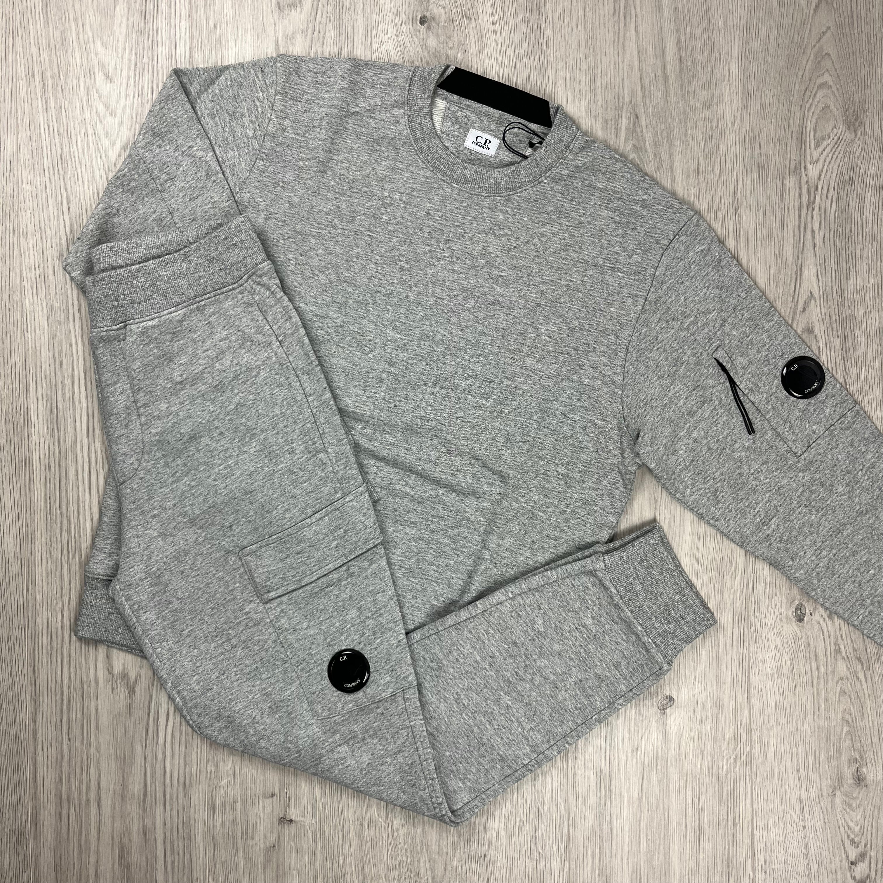 CP Company Raised Fleece Tracksuit - Grey Ironleague