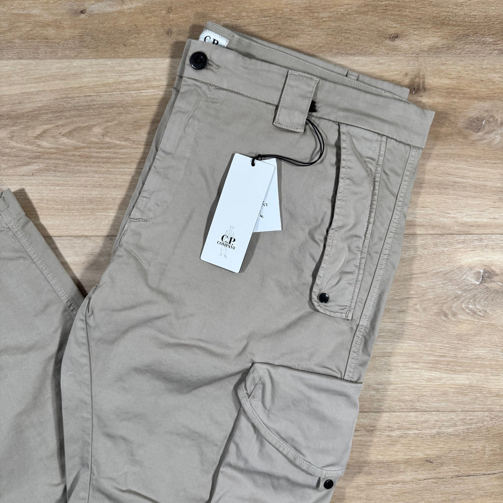 CP Company Stretch Sateen Utility Cargo Lens Pants in Vintage Khaki Ironleague