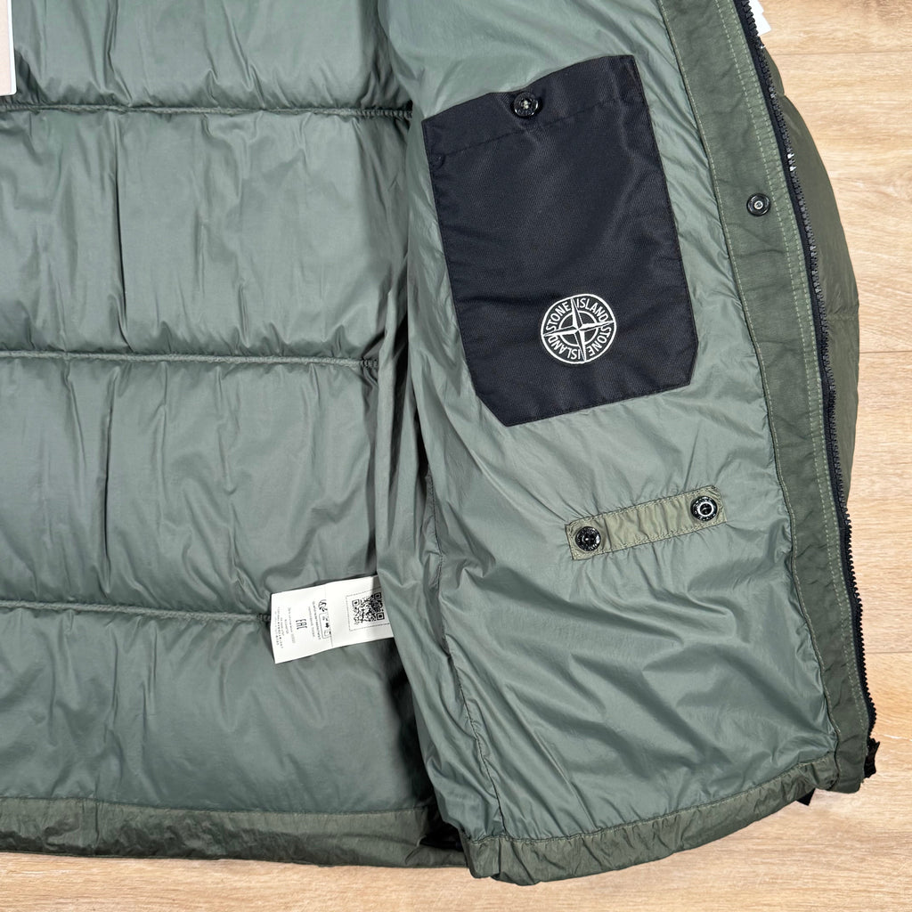 Stone Island Crinkle Reps R-NY Down Parka in Musk Green Ironleague