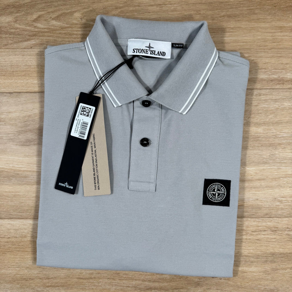 Stone Island Organic Cotton Pique Polo Shirt in Pearl Grey Ironleague