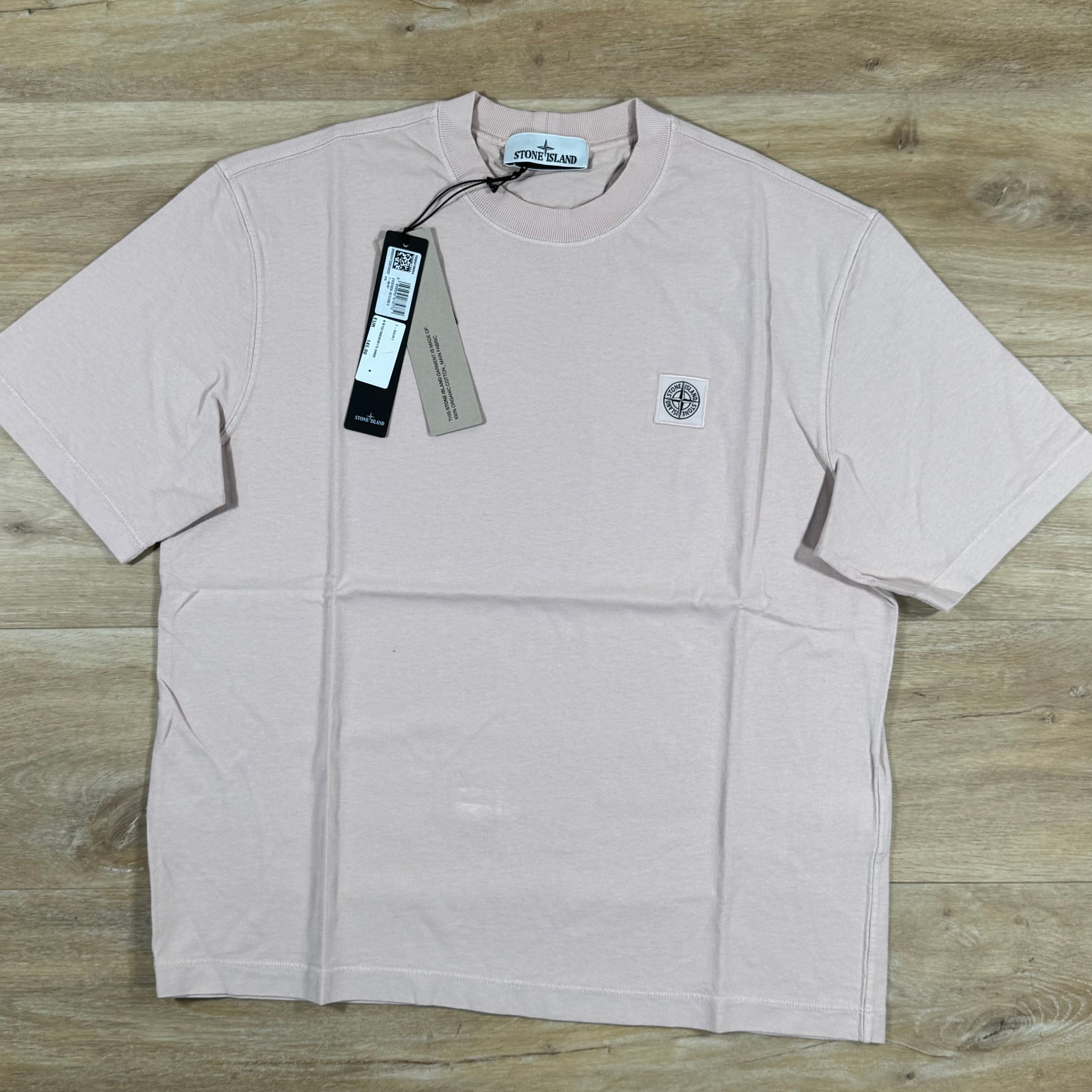 Stone Island Combed Organic Cotton Patch Logo T-Shirt in Antique Rose Ironleague