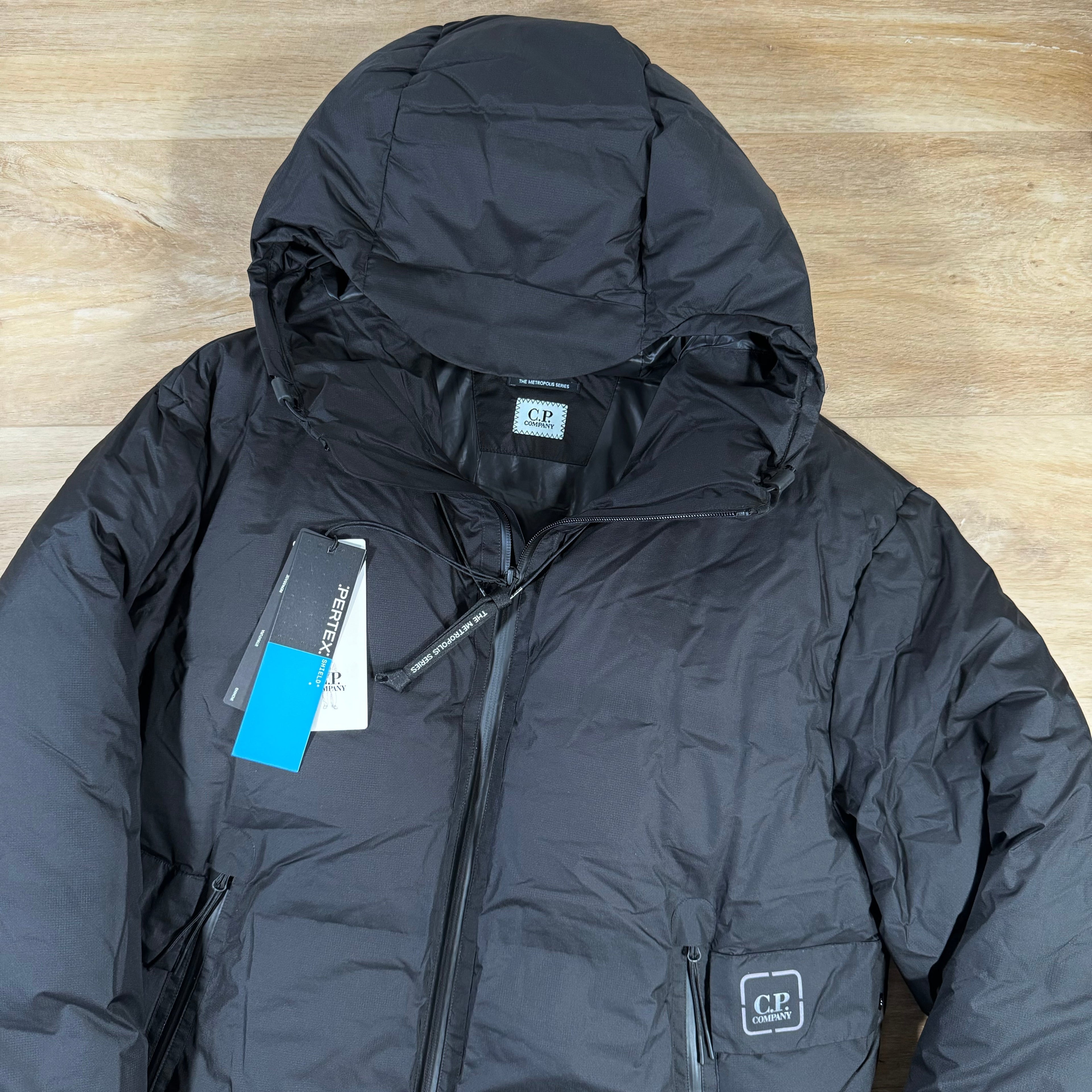 CP Company Metropolis Pertex Down Jacket in Black Ironleague