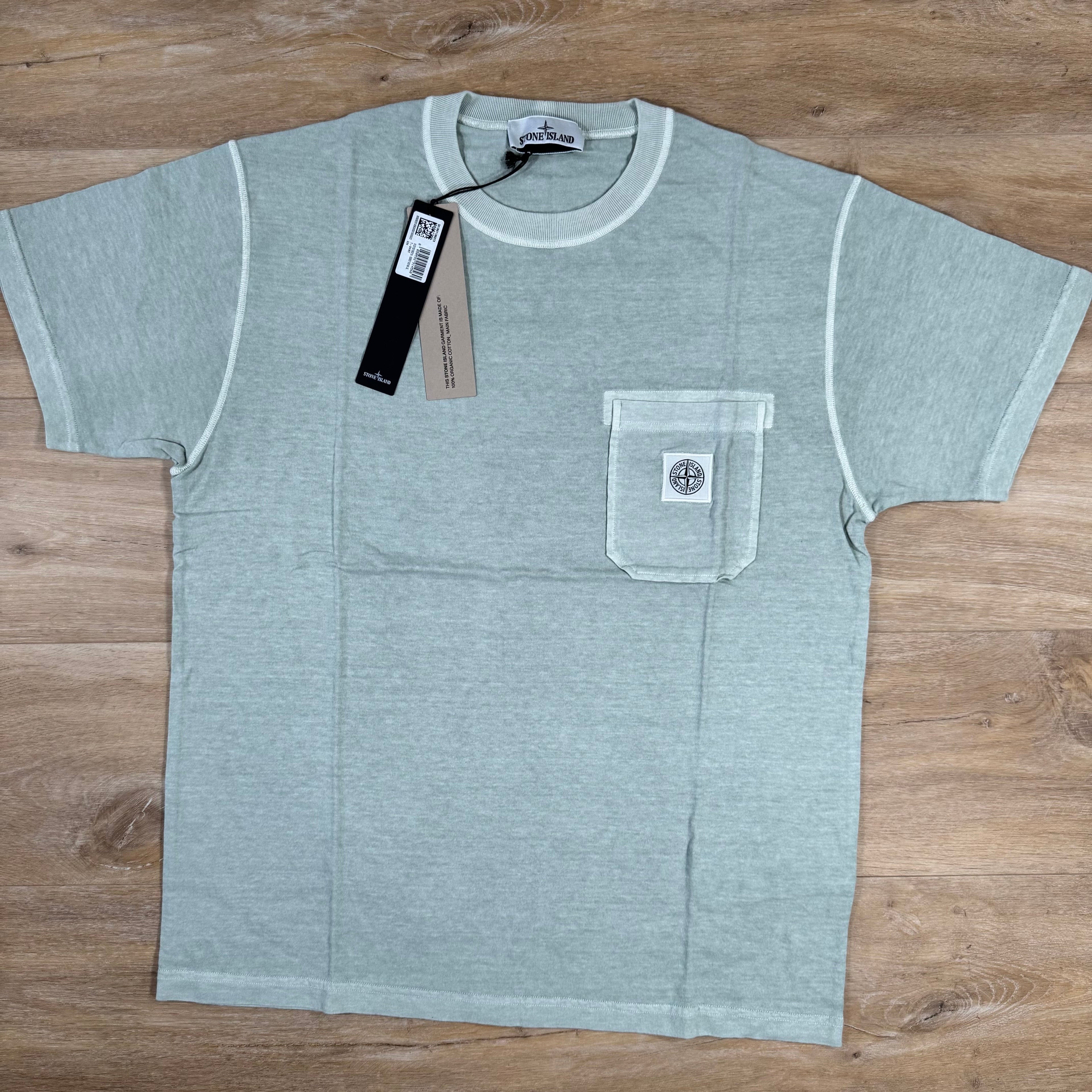 Stone Island Organic Cotton Fissato Effect T-Shirt in Green Grey Ironleague