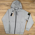 Stone Island Organic Cotton Fleece Zip Hoodie in Pearl Grey Ironleague