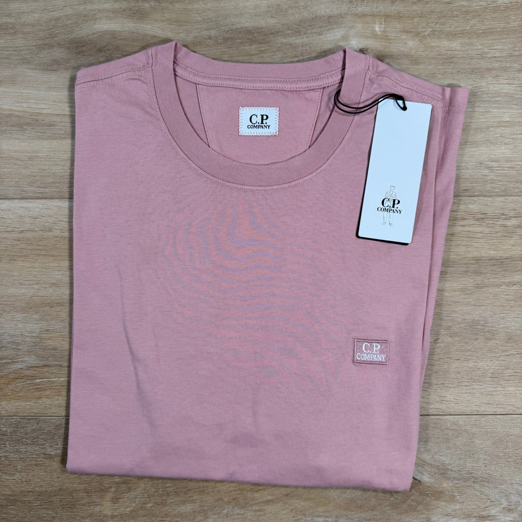 CP Company 30/1 Jersey Logo Patch T-Shirt in Misty Rose - Pink Ironleague