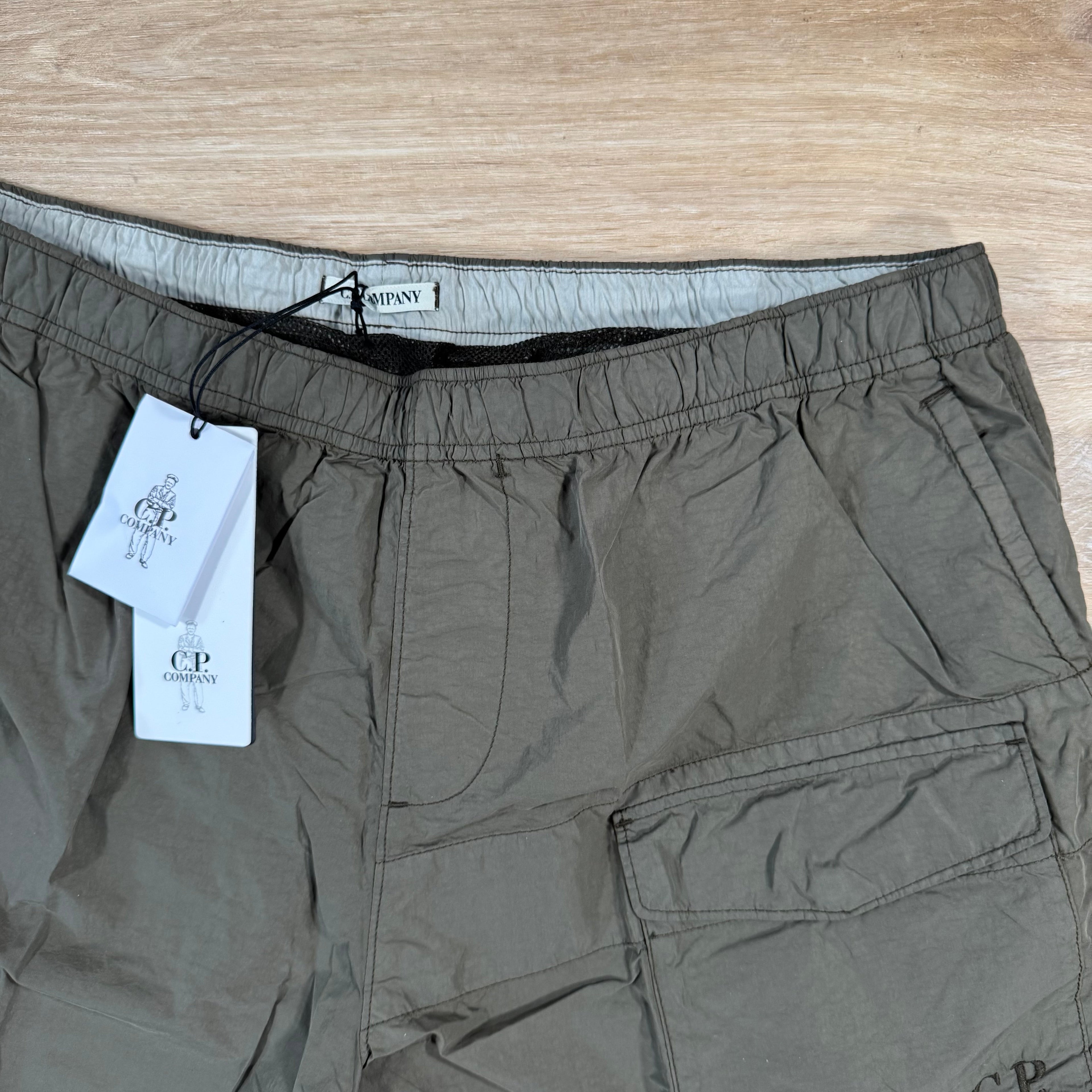 CP Company Flatt Nylon Logo Swim Shorts in Ivy Green Ironleague