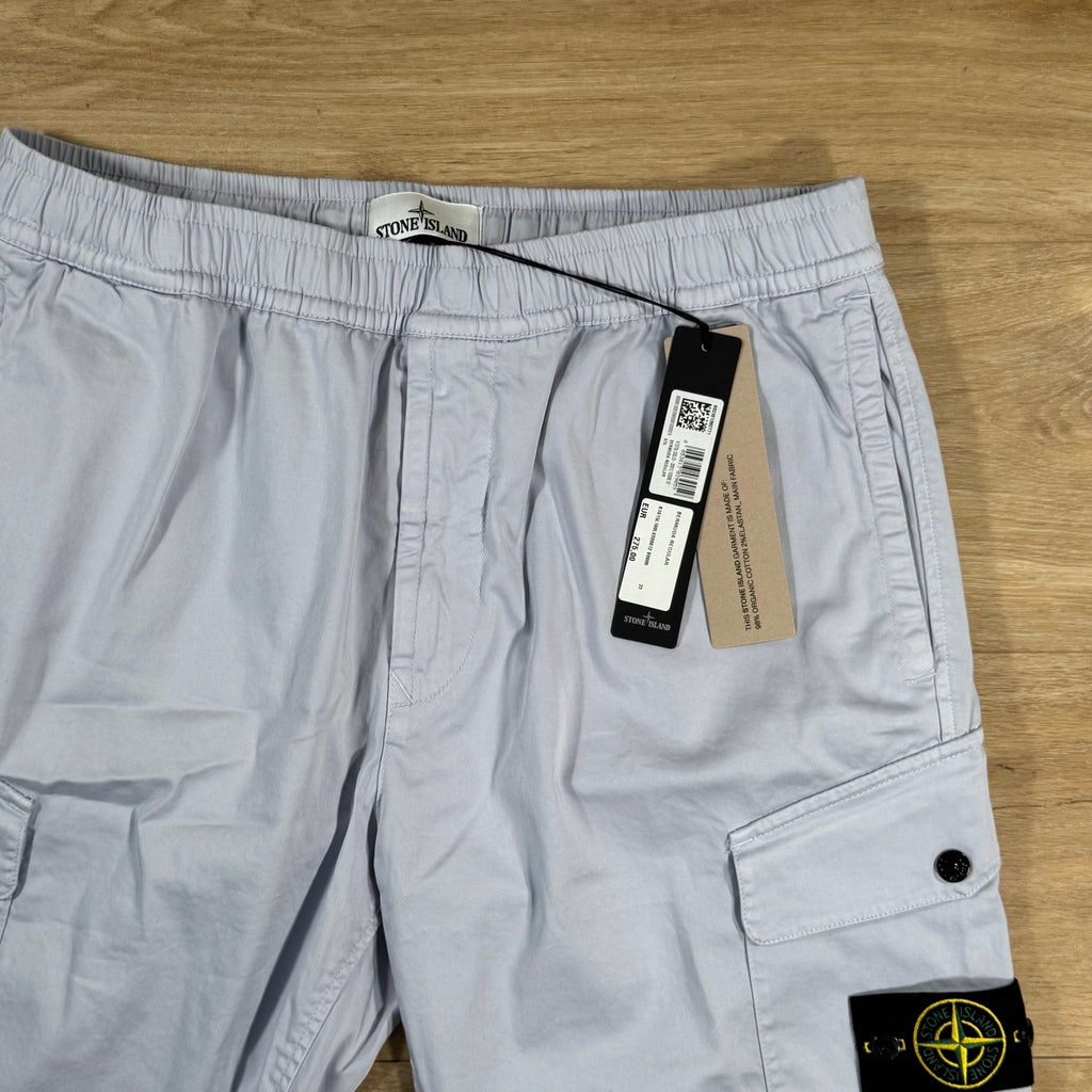 Stone Island Organic Stretch Cotton Cargo Bermuda Shorts in Lilac Ironleague