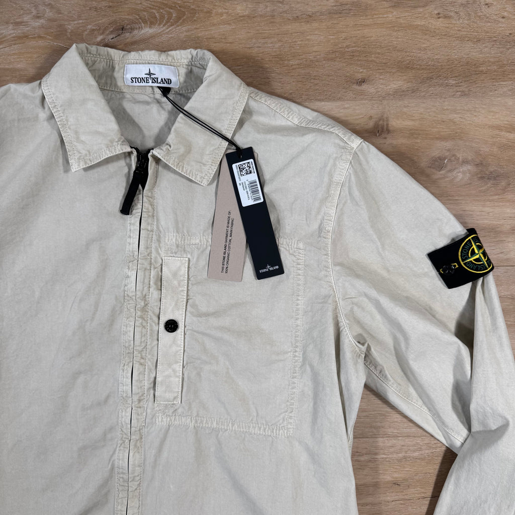 Stone Island Brushed Canvas Old Treatment Overshirt in Sand Ironleague