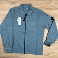 CP Company Organic Gabardine Lens Overshirt in Stormy Weather - Blue Ironleague