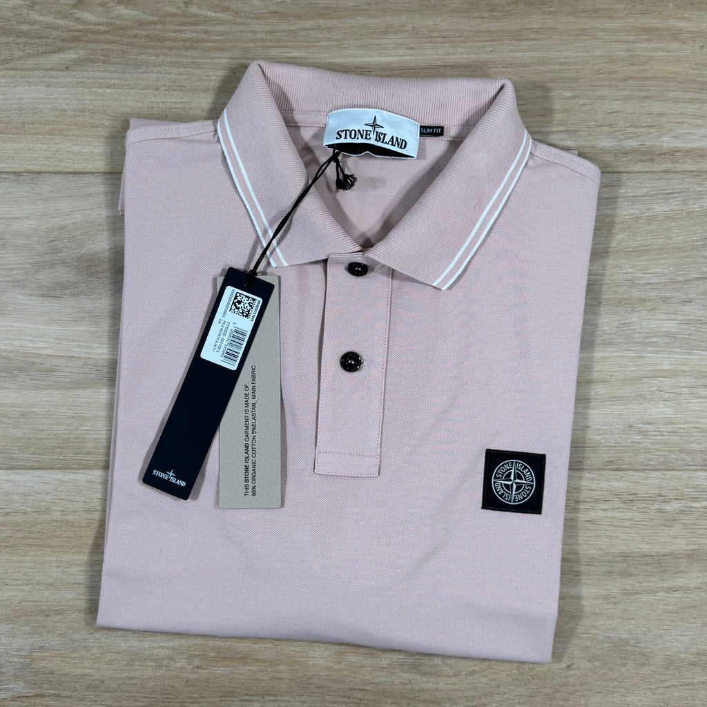 Stone Island Organic Cotton Pique Polo Shirt in Antique Rose Ironleague