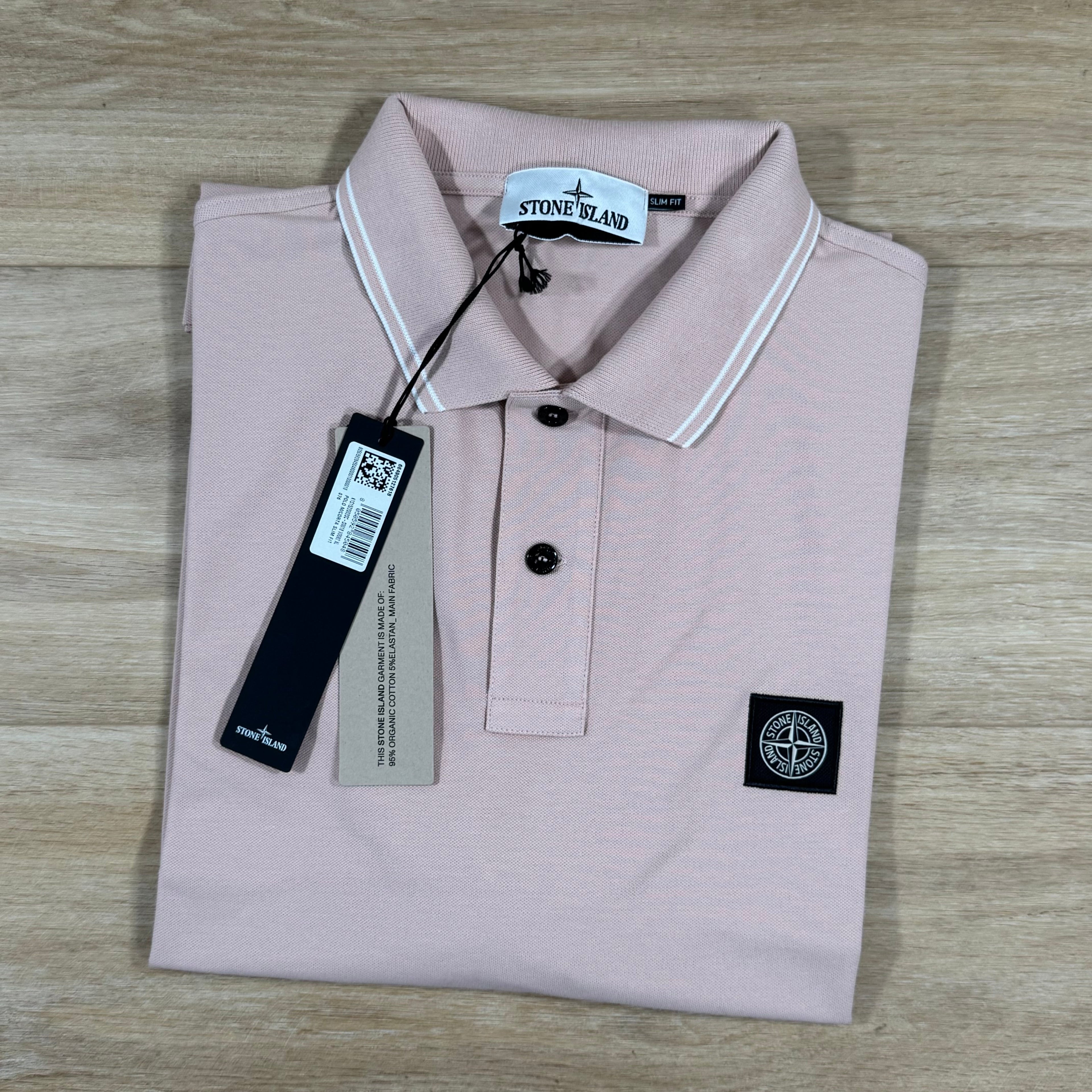 Stone Island Organic Cotton Pique Polo Shirt in Antique Rose Ironleague