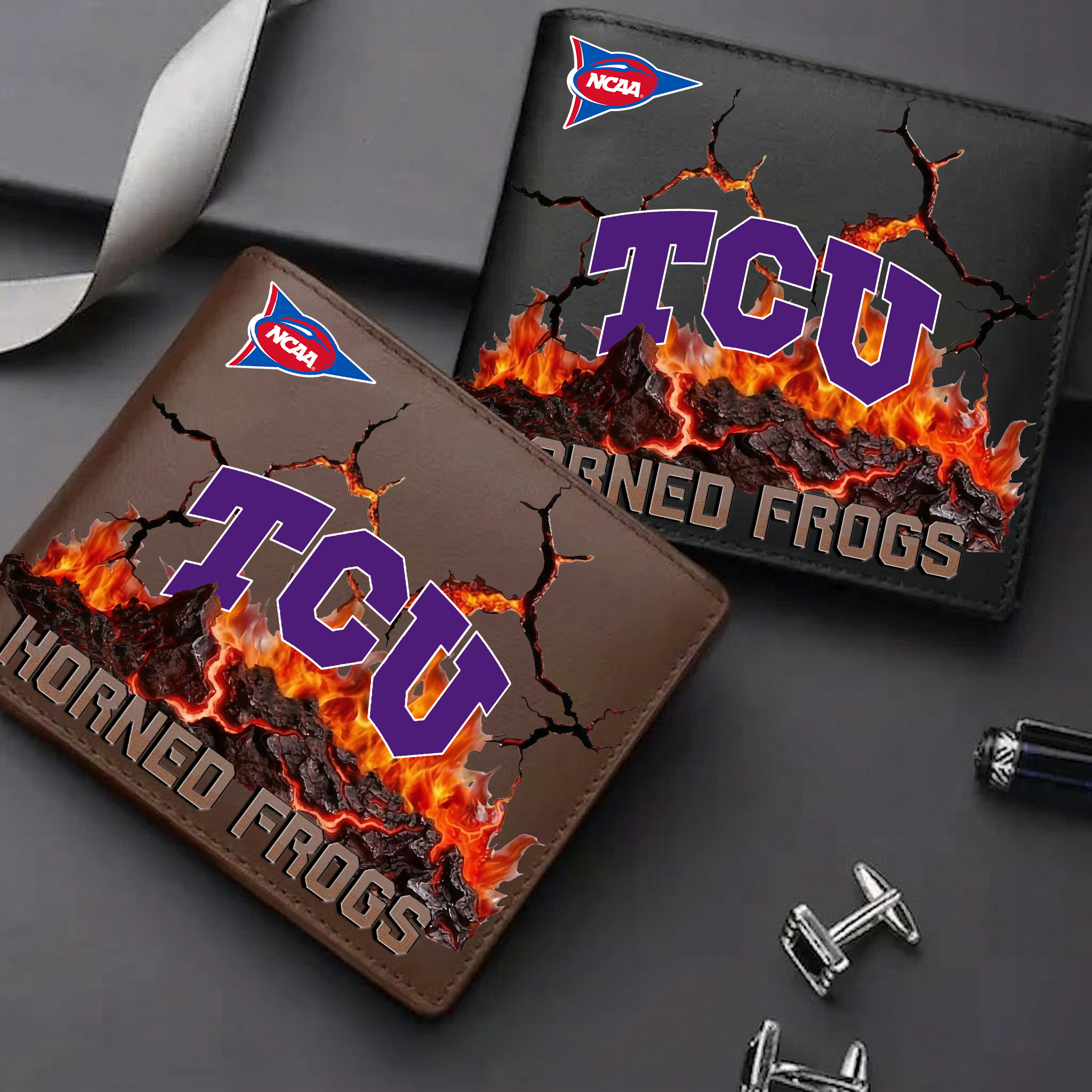 LIMITED EDITION FBS NCAA09 THF TC HORNED FROGS LEATHER WALLET