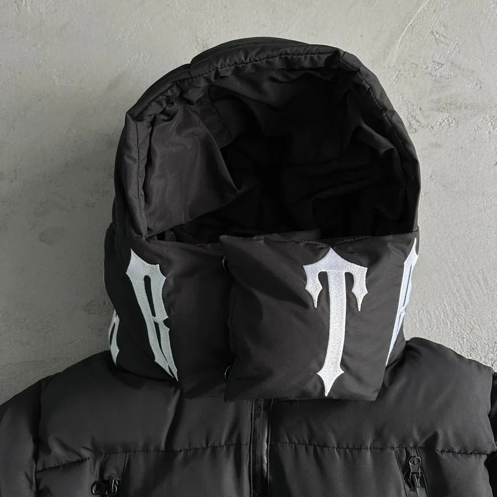 Trapstar Irongate Collar Puffer Jacket - Black/White Ironleague