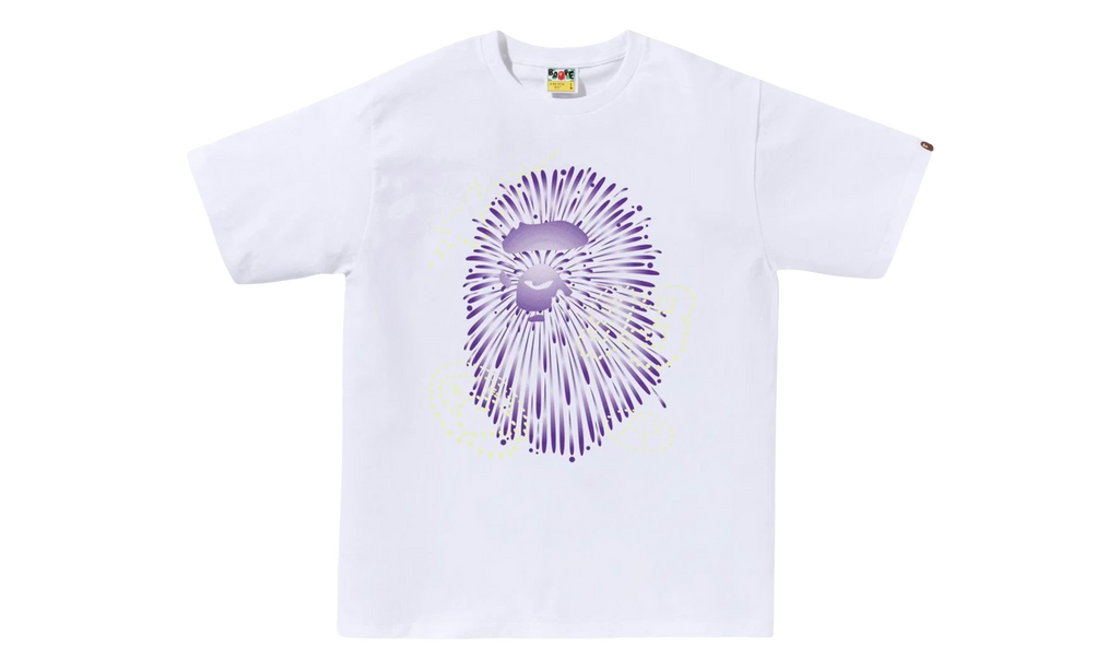 BAPE Firework Ape Head I Tee White 1L72 110 024 WHT