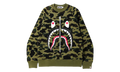 BAPE 1st Camo Printed Zip Shark Crewneck Sweatshirt Green 1K80 613 003 GREEN