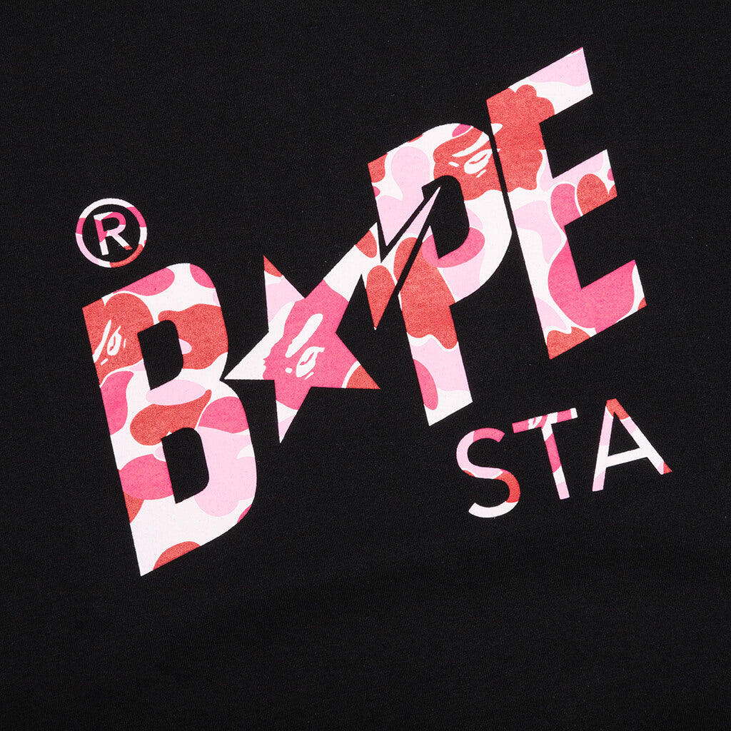 A BATHING APE Abc Camo Bape Sta Logo L/S Tee - Black/Pink