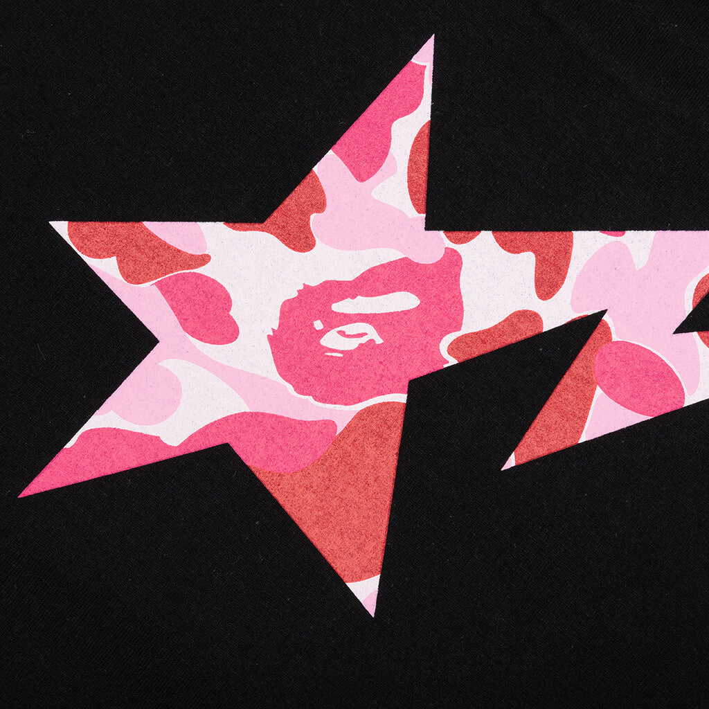 A BATHING APE Abc Camo Bape Sta Logo L/S Tee - Black/Pink